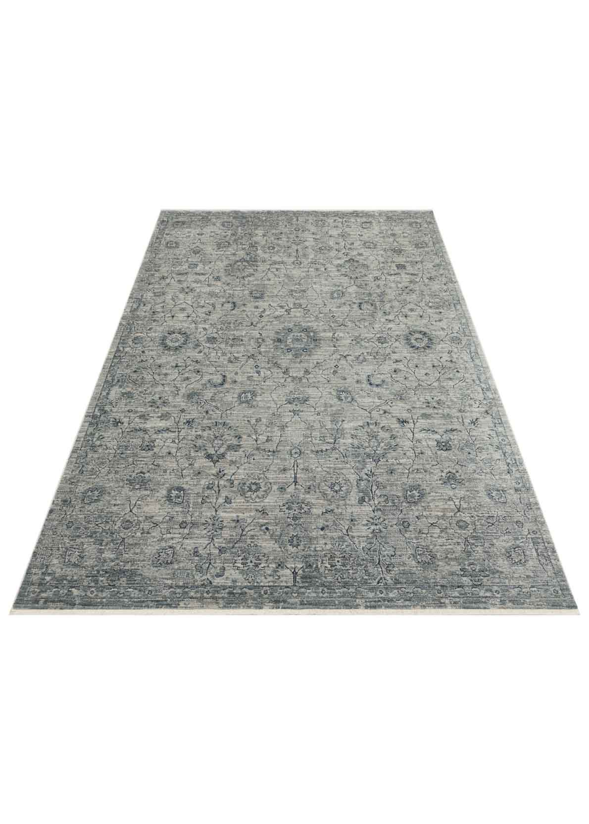AJMER JM 01 BLUE Özel Yumuşak Tuşeli Tonsürton Vintage Makine Halısı
