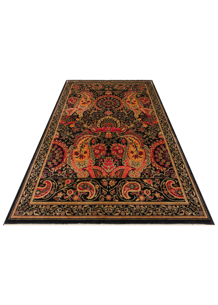 ZARA ZR 24 BLACK RED Otantik Desenli Özel Hav Vermeyen ve Kolay Temizlenebilir Tensel Kullanılarak El Emeği ile Özel Tezgahlarda Üretilen Modern Uşak Halısı