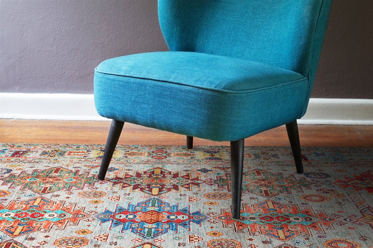 ANTIQUE ATK 06 AQUA Kolay kullanımlı Kaymaz Karabağ ve Antik Desenlere Sahip Yıkanabilir Makine Halısı