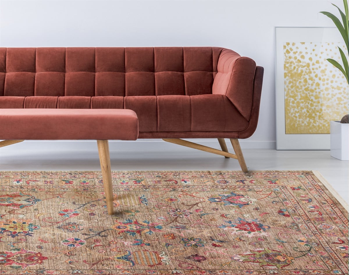 ANTIQUE ATK 08 BEIGE Kolay kullanımlı Kaymaz Karabağ ve Antik Desenlere Sahip Yıkanabilir Makine Halısı
