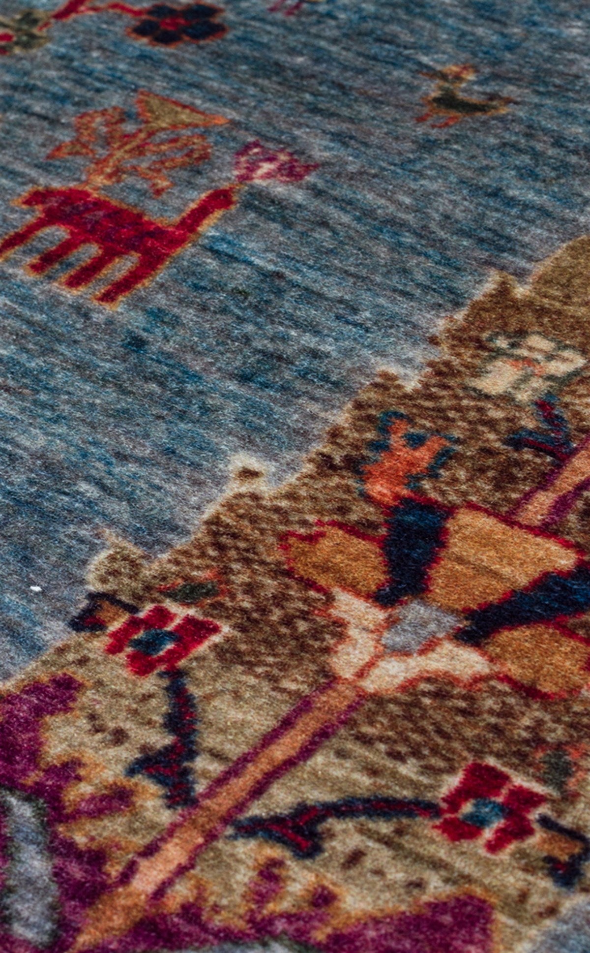 ANTIQUE ATK 09 AQUA Kolay kullanımlı Kaymaz Karabağ ve Antik Desenlere Sahip Yıkanabilir Makine Halısı