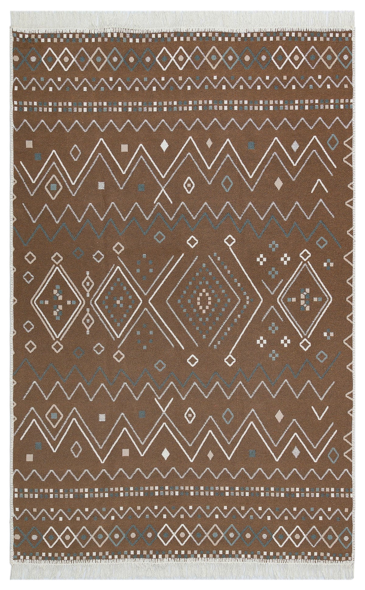 ARYA AR 05 BEIGE BLUE Yıkanabilir Çift Taraflı Modern Desenli Dokuma Kilim
