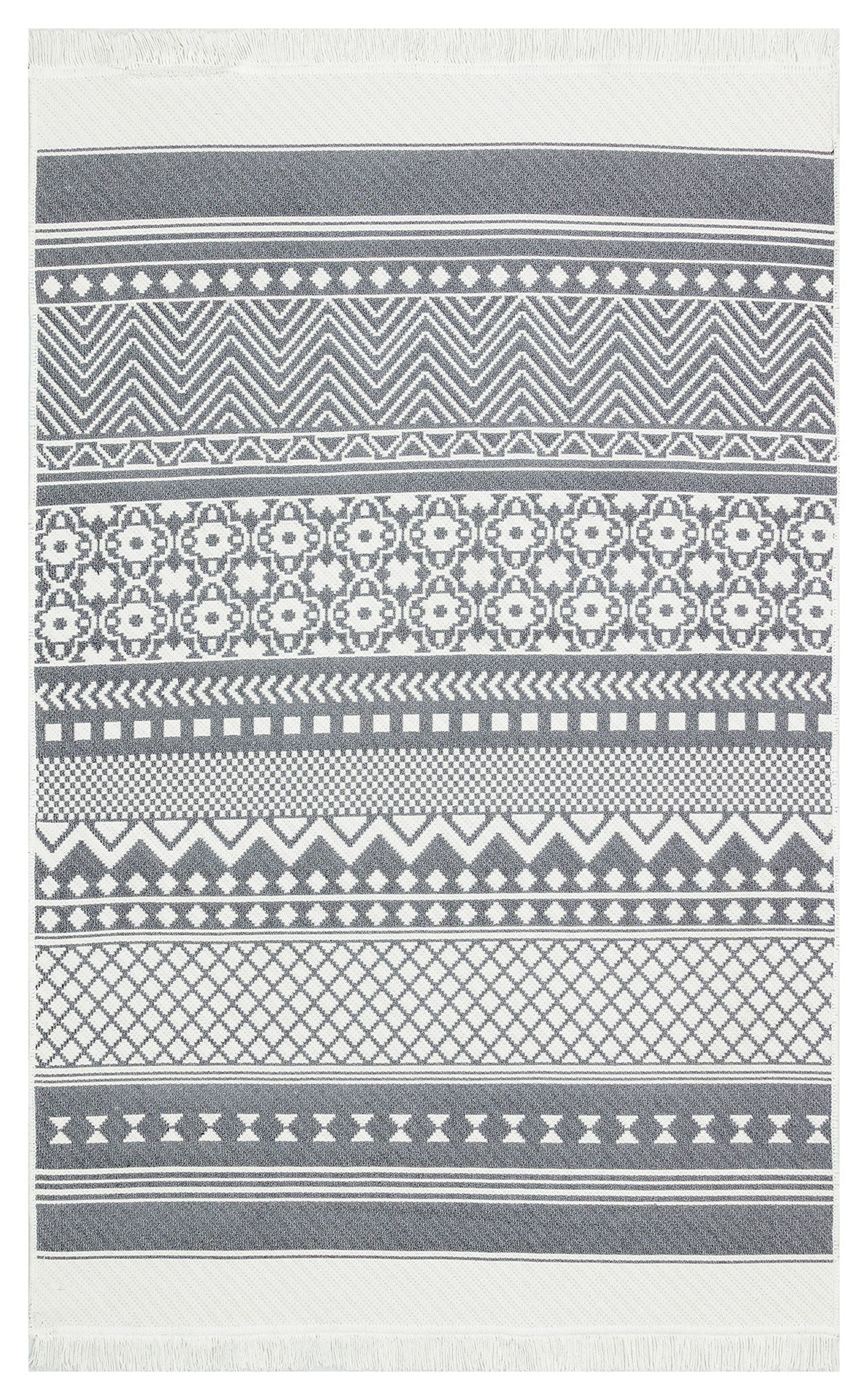 ARYA AR 07 GREY Yıkanabilir Çift Taraflı Modern Desenli Dokuma Kilim