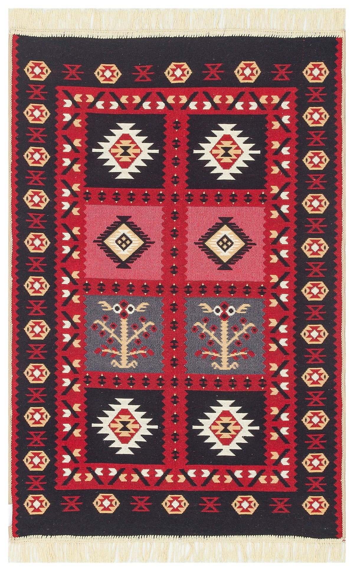 ARYA AR 28 RED Yıkanabilir Çift Taraflı Modern Desenli Dokuma Kilim
