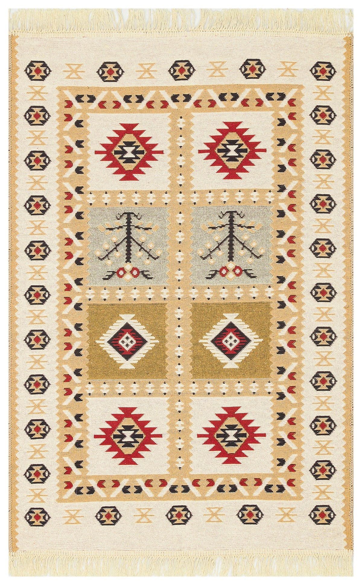 ARYA AR 28 RED Yıkanabilir Çift Taraflı Modern Desenli Dokuma Kilim