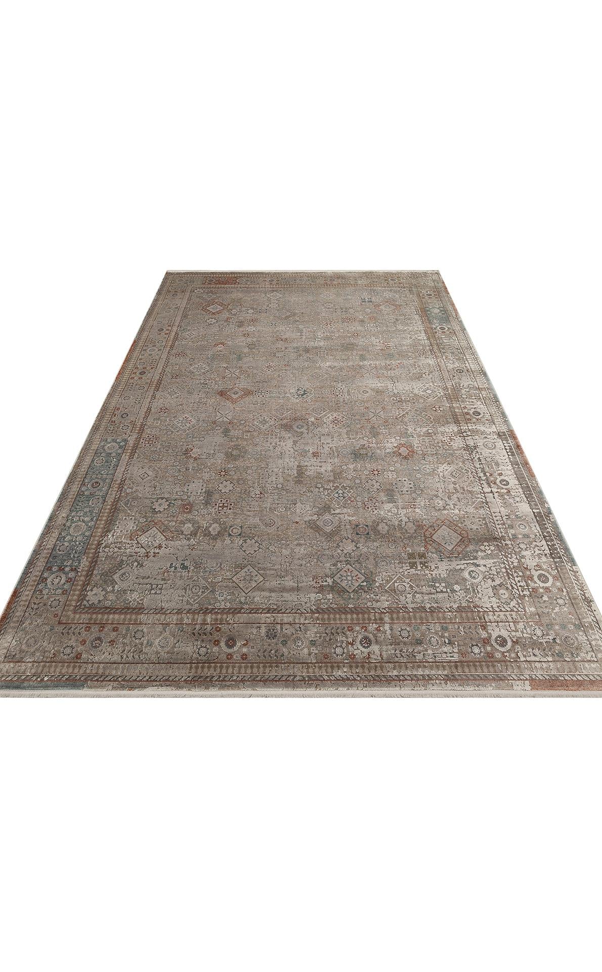 BABIL BBL 03 GREY Yumuşak Dokulu Vintage Esintilere Sahip Over-dyed Sık Dokuma Salon Halısı