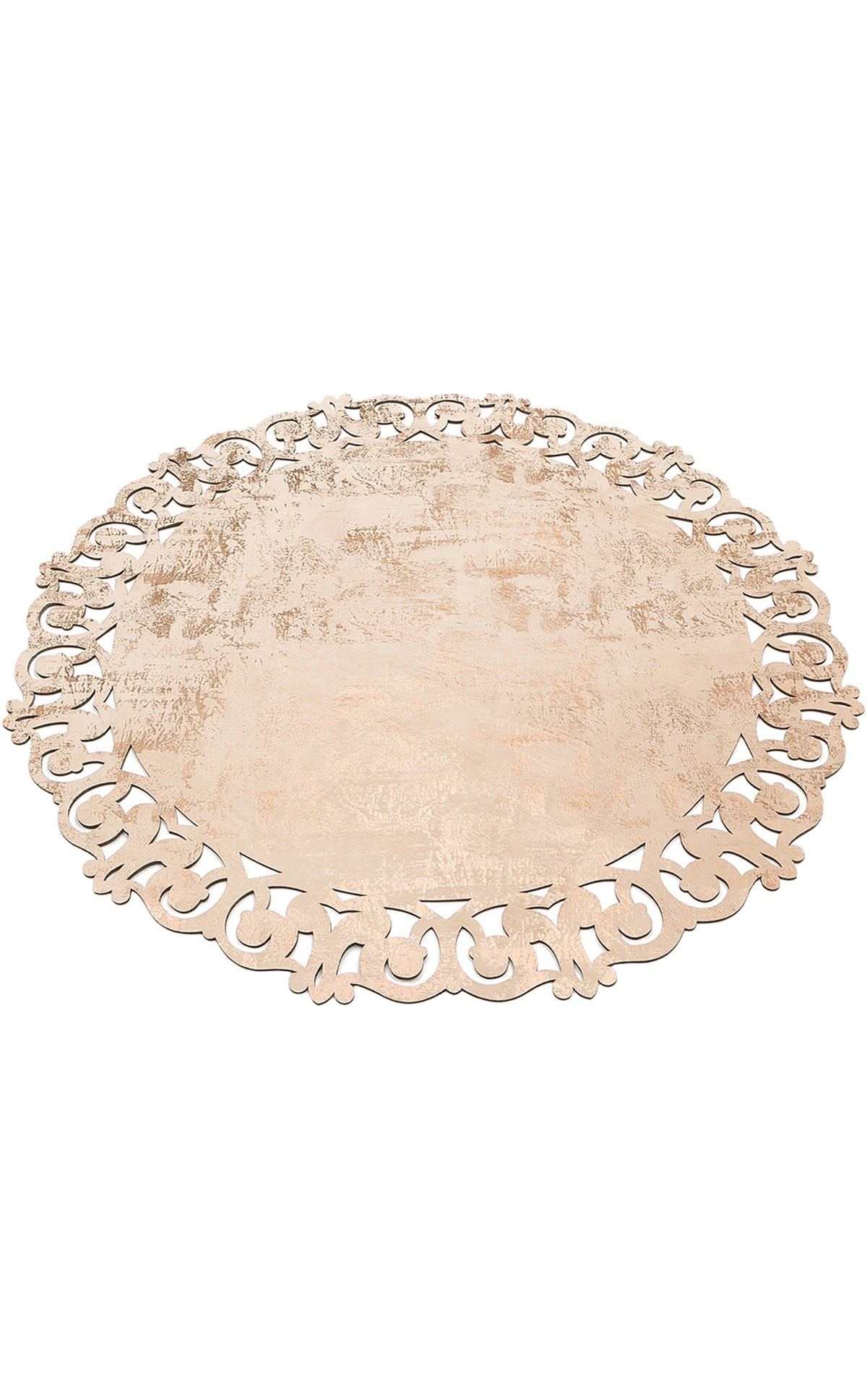 BIANCA BNC 05 BEIGE COPPER Q Klasik Ve Modern İşleme ve Oymaya Sahip Parlak Bordürlü Suni Deri Halı