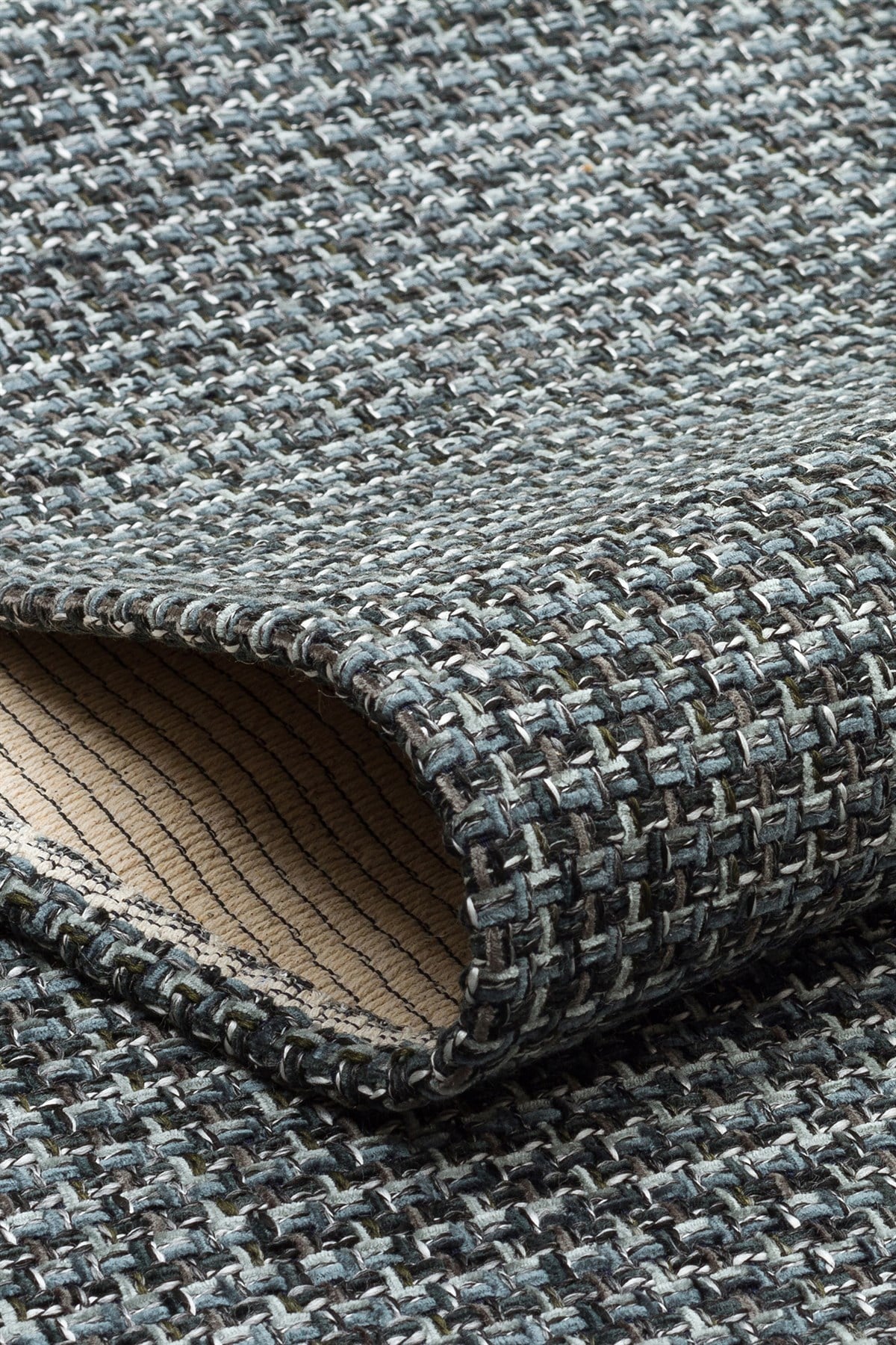 BROOKLYN BRK 01 ANTRASIT SILVER Hasır Görünümlü Kaymaz Renkli Dokuma Modern Kilim