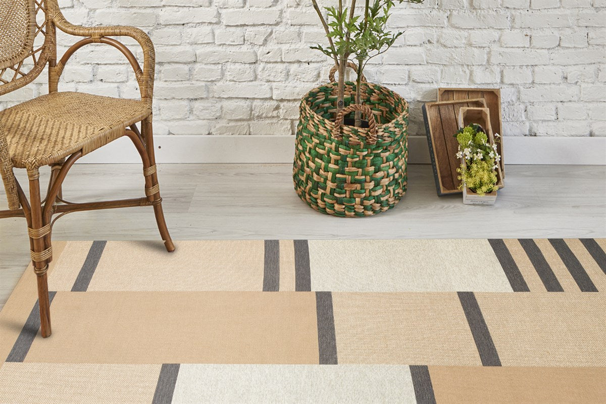 BROOKLYN BRK 14 NATURAL GREY Hasır Görünümlü Kaymaz Renkli Dokuma Modern Kilim