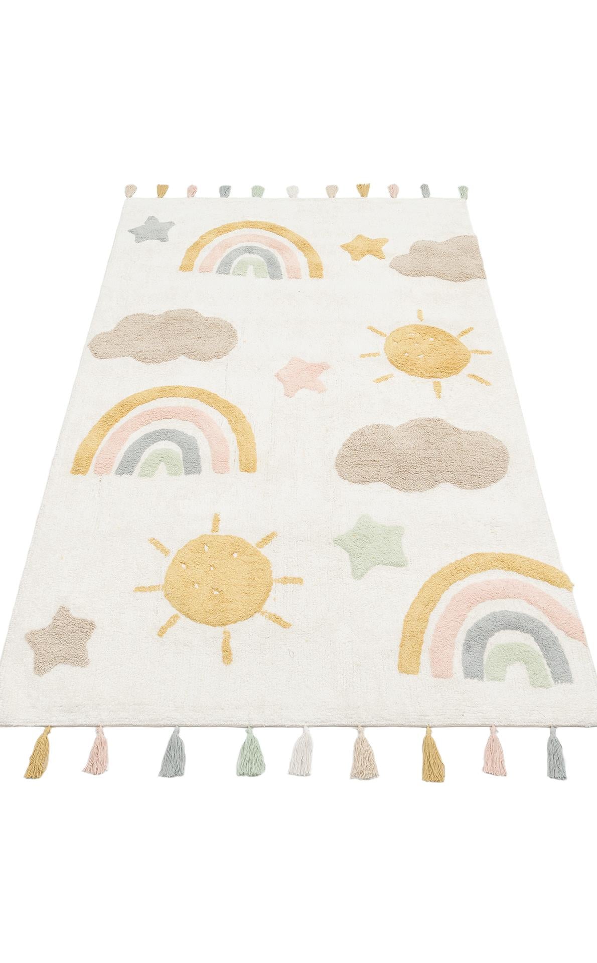 COTTON BOON XXW CBN 10 MULTY XXW Yıkanabilir Kaymaz Tabanlı Naturel Pamuk Bebek Halısı