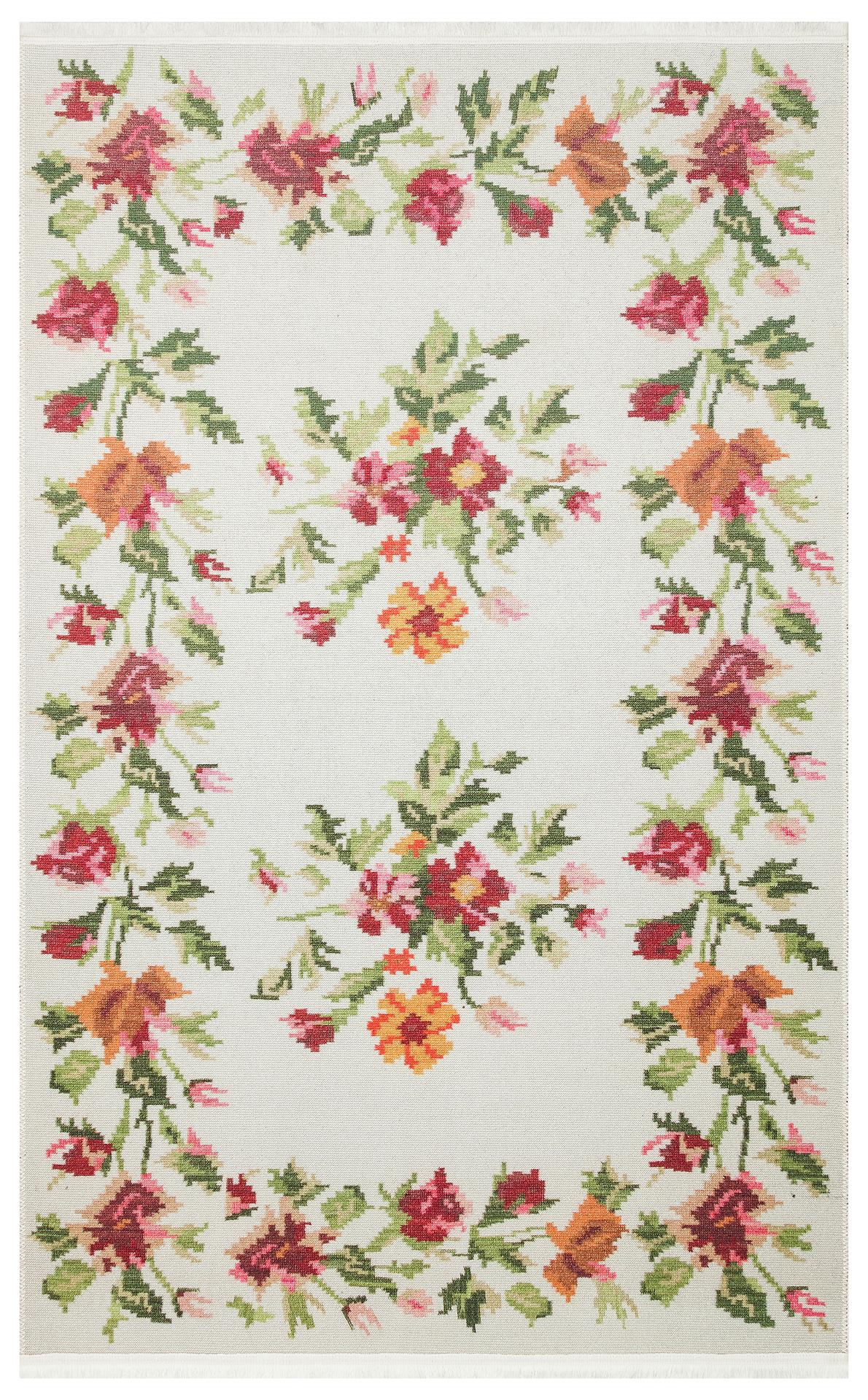 ELISTA ELS 100 CREAM MULTY Vintage Desenlere Sahip Kaydırmaz Yıkanabilir Modern Halı