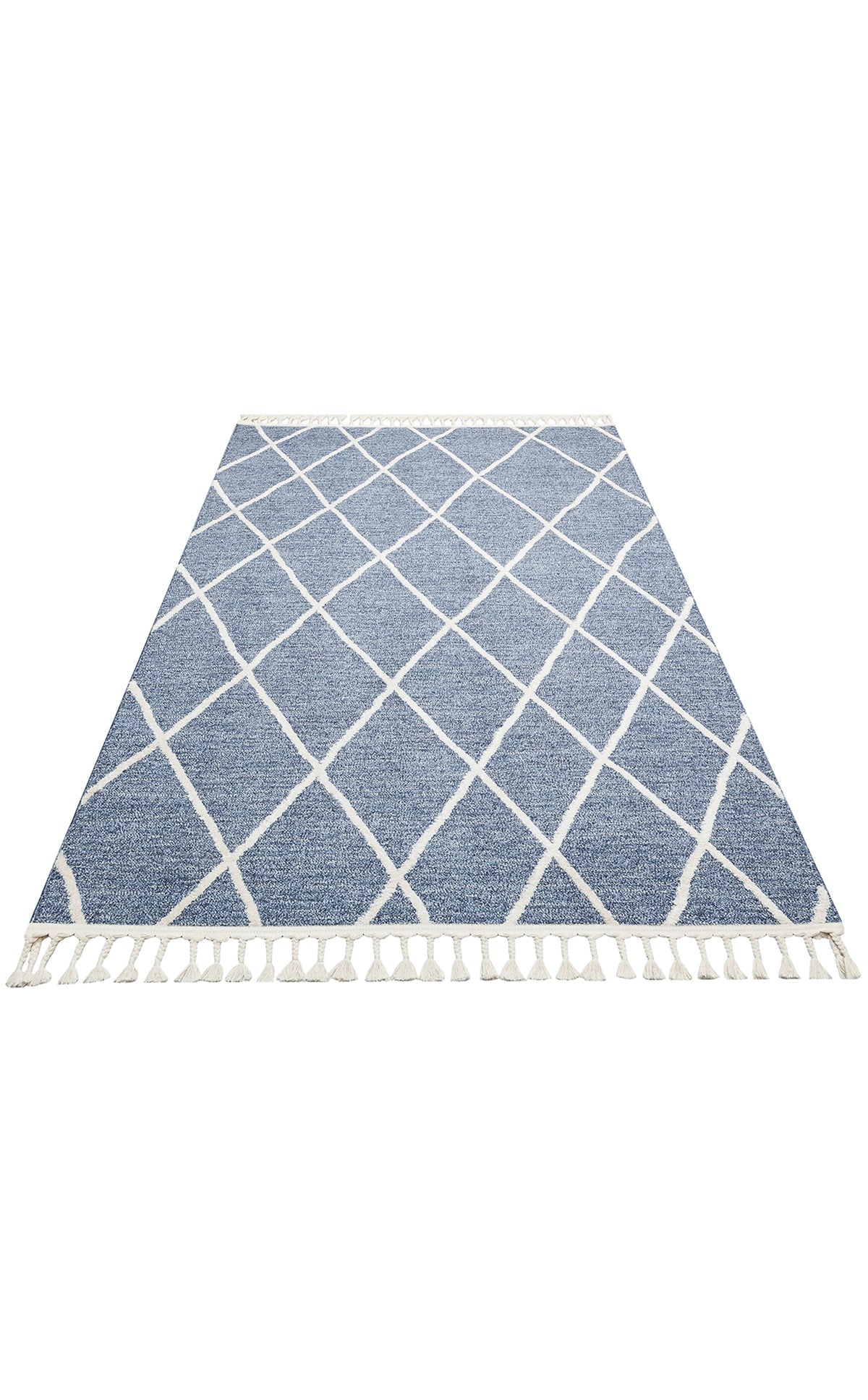 ETNA ETN 02 BLUE CREAM Hav Toz Vermez Örgü Dokulu Modern Bukleli Makine Halısı