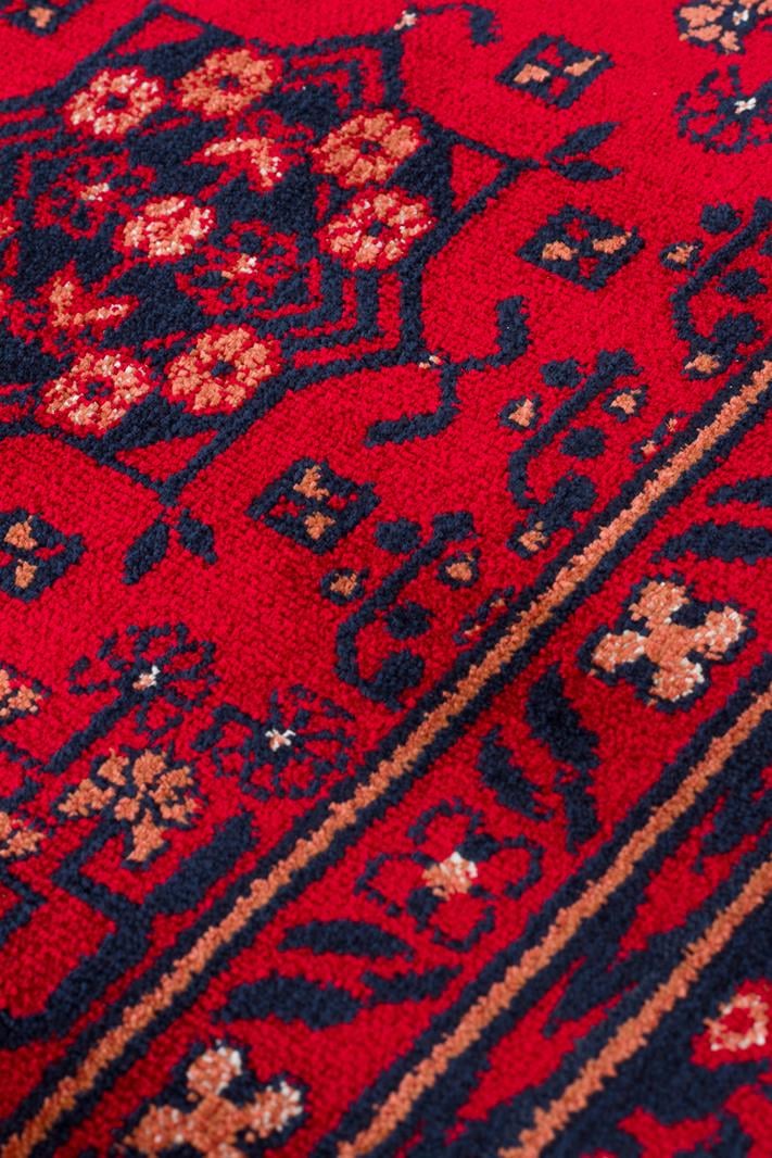 HERAT HER 04 RED Afgan Desenli Viskon Sıkı Dokuma Kaymaz Tabanlı İnce Makine Halısı