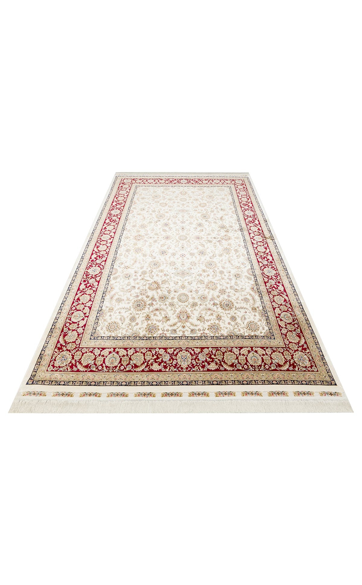 ISFAHAN ISF 03 CREAM RED Klasik Desenli Yüksek Kalite Sık Dokuma Makine Halısı