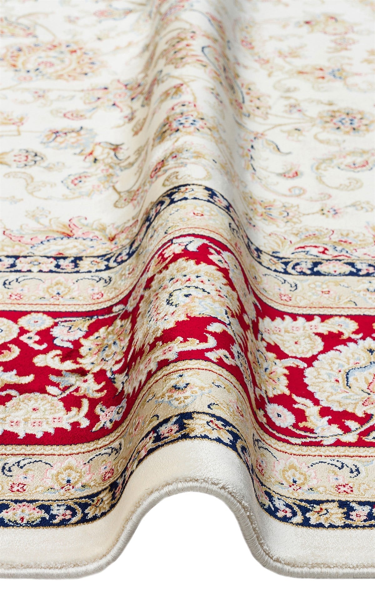 ISFAHAN ISF 03 CREAM RED Klasik Desenli Yüksek Kalite Sık Dokuma Makine Halısı