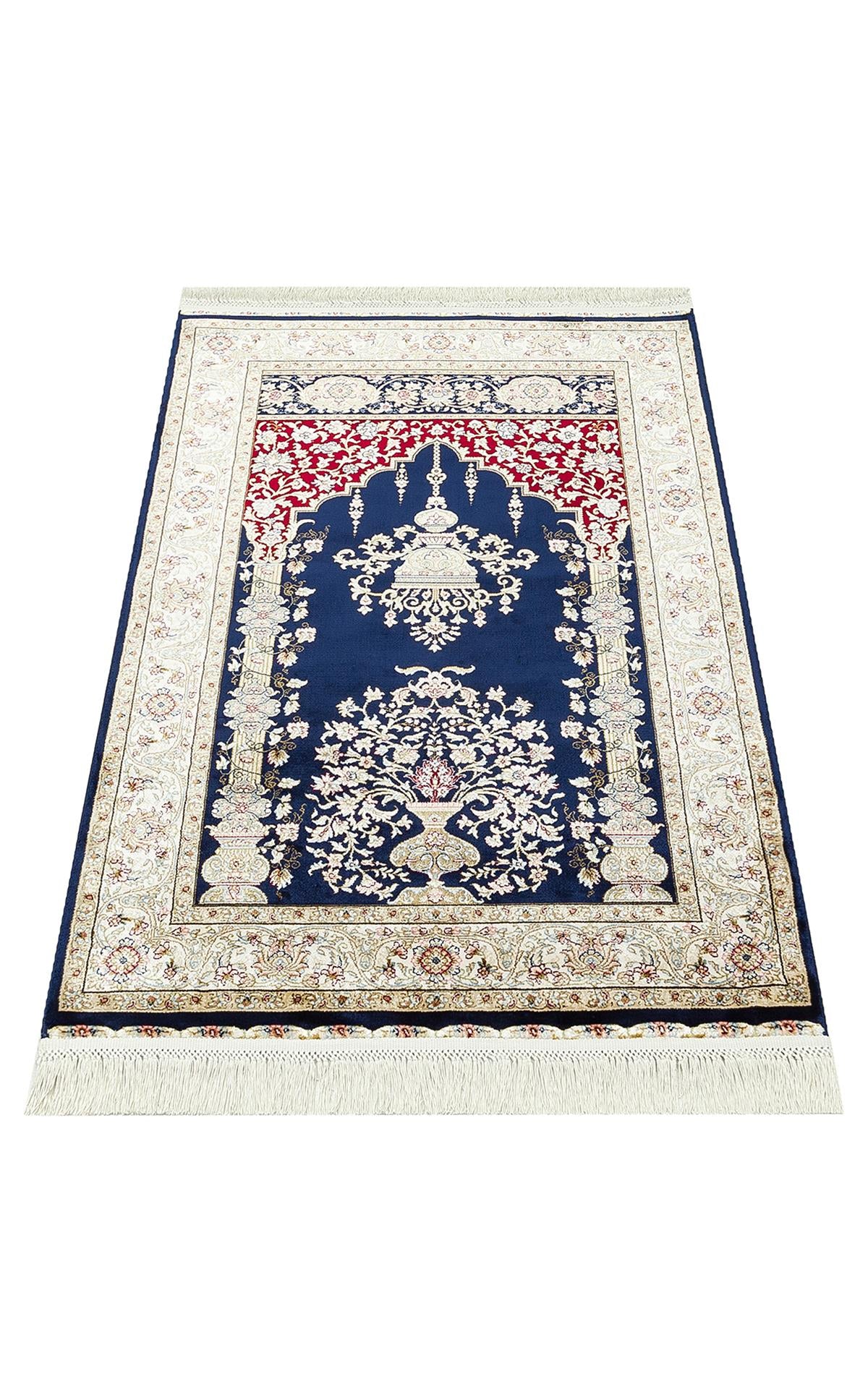 ISFAHAN SECCADE ISF SCD 01 NAVY Klasik Desenli Yüksek Kalite Sık Dokuma Seccade