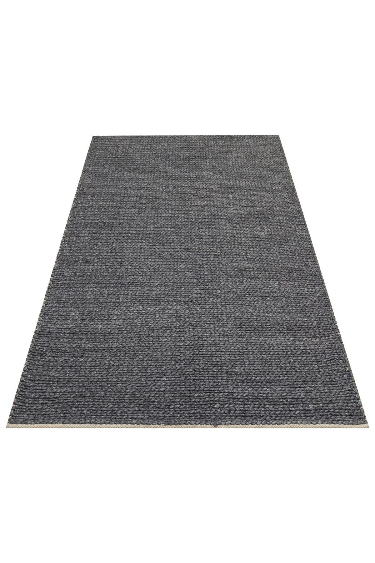 JADE BASKETWEAVE ANTRASIT Naturel Kazak Örgü Desenli El Dokuma Örgü Halı