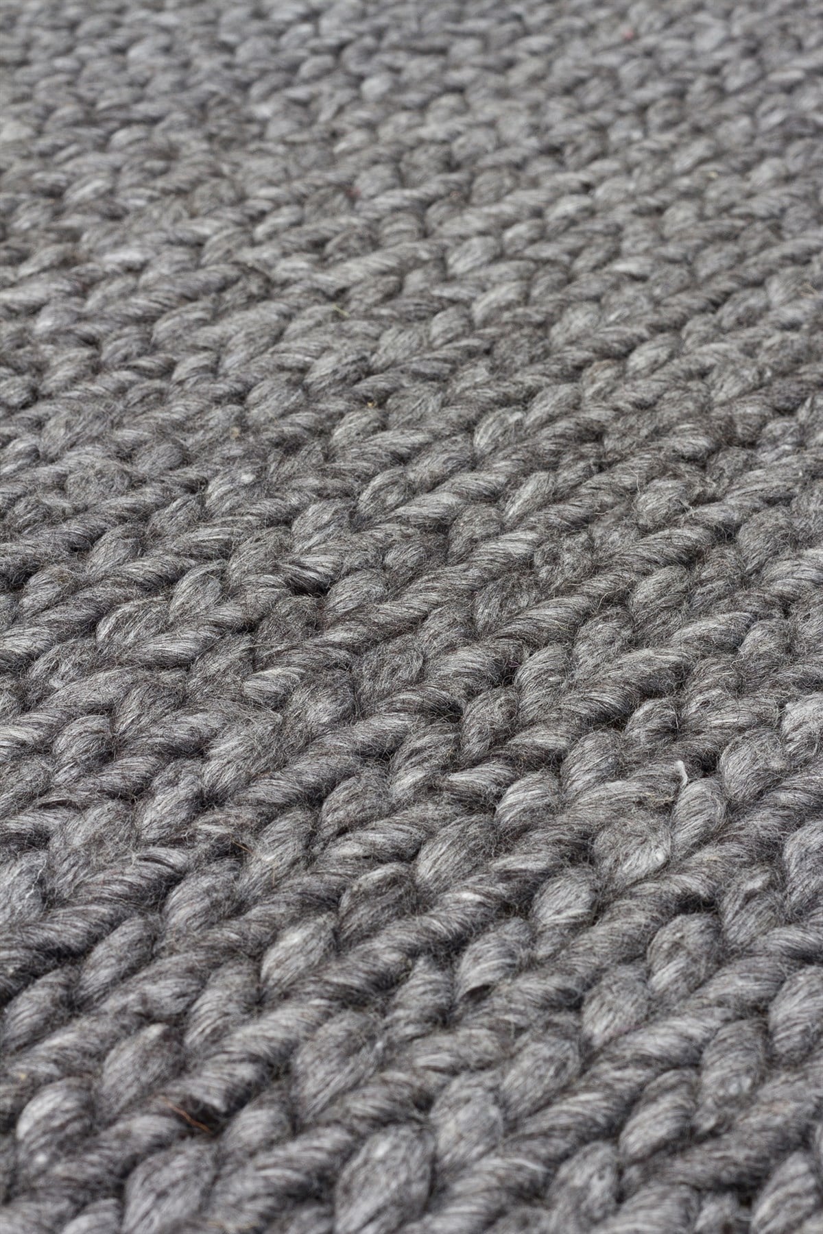 JADE BASKETWEAVE ANTRASIT Naturel Kazak Örgü Desenli El Dokuma Örgü Halı