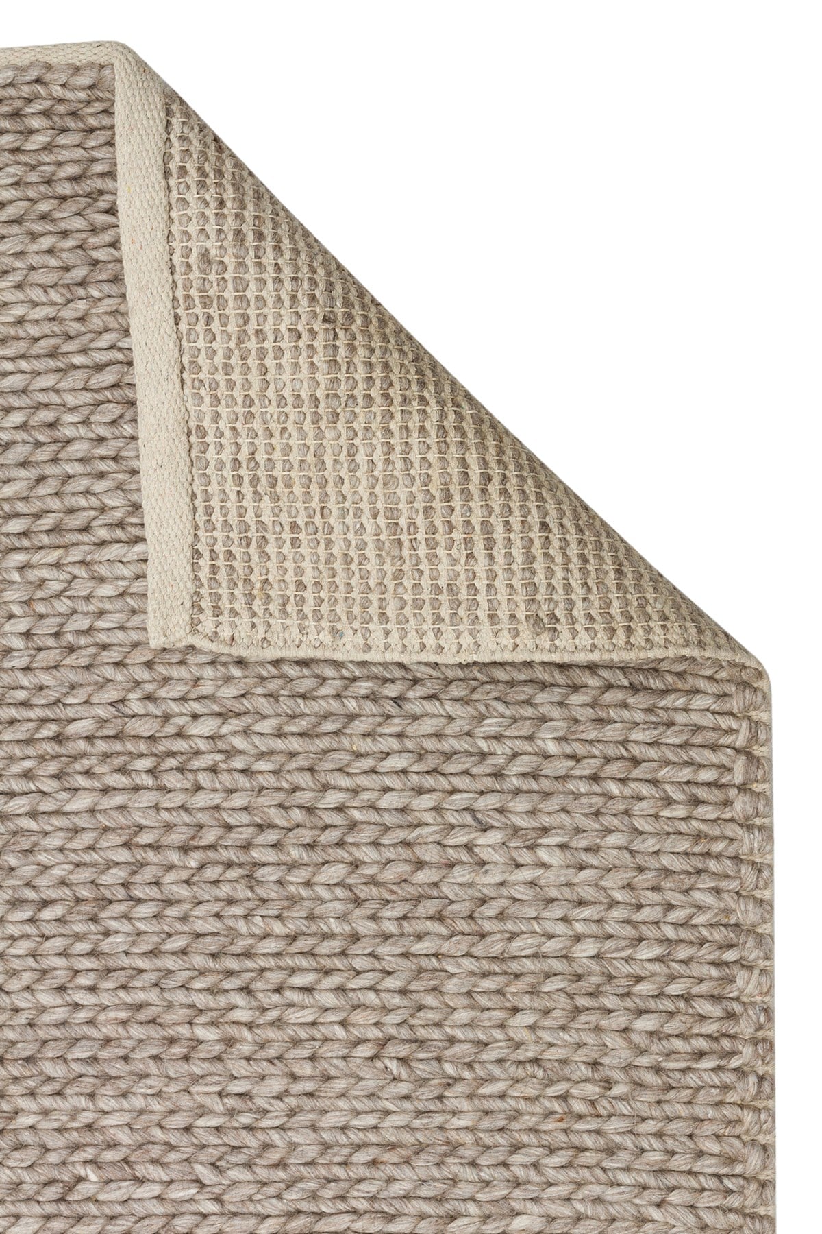 JADE BASKETWEAVE BROWN Naturel Kazak Örgü Desenli El Dokuma Örgü Halı
