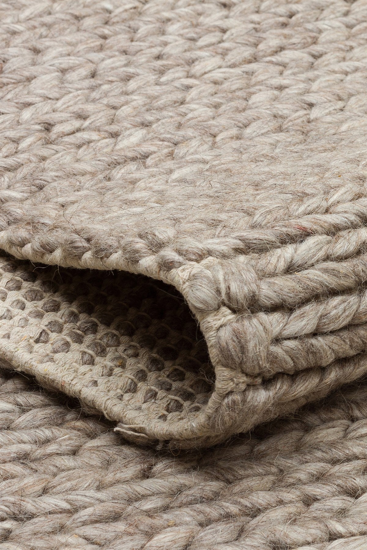 JADE BASKETWEAVE BROWN Naturel Kazak Örgü Desenli El Dokuma Örgü Halı