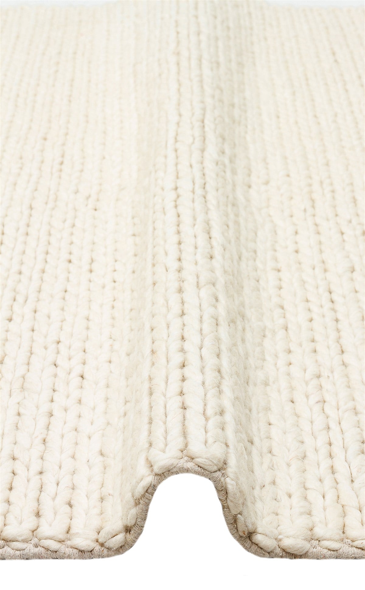 JADE BASKETWEAVE CREAM Naturel Kazak Örgü Desenli El Dokuma Örgü Halı