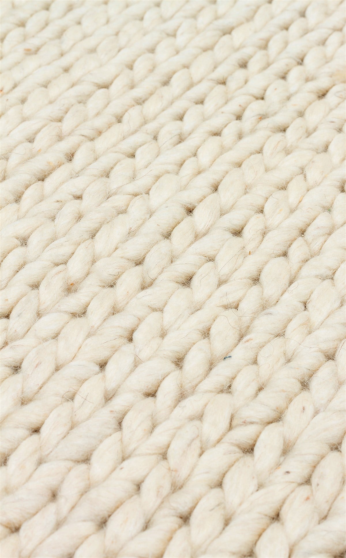 JADE BASKETWEAVE CREAM Naturel Kazak Örgü Desenli El Dokuma Örgü Halı