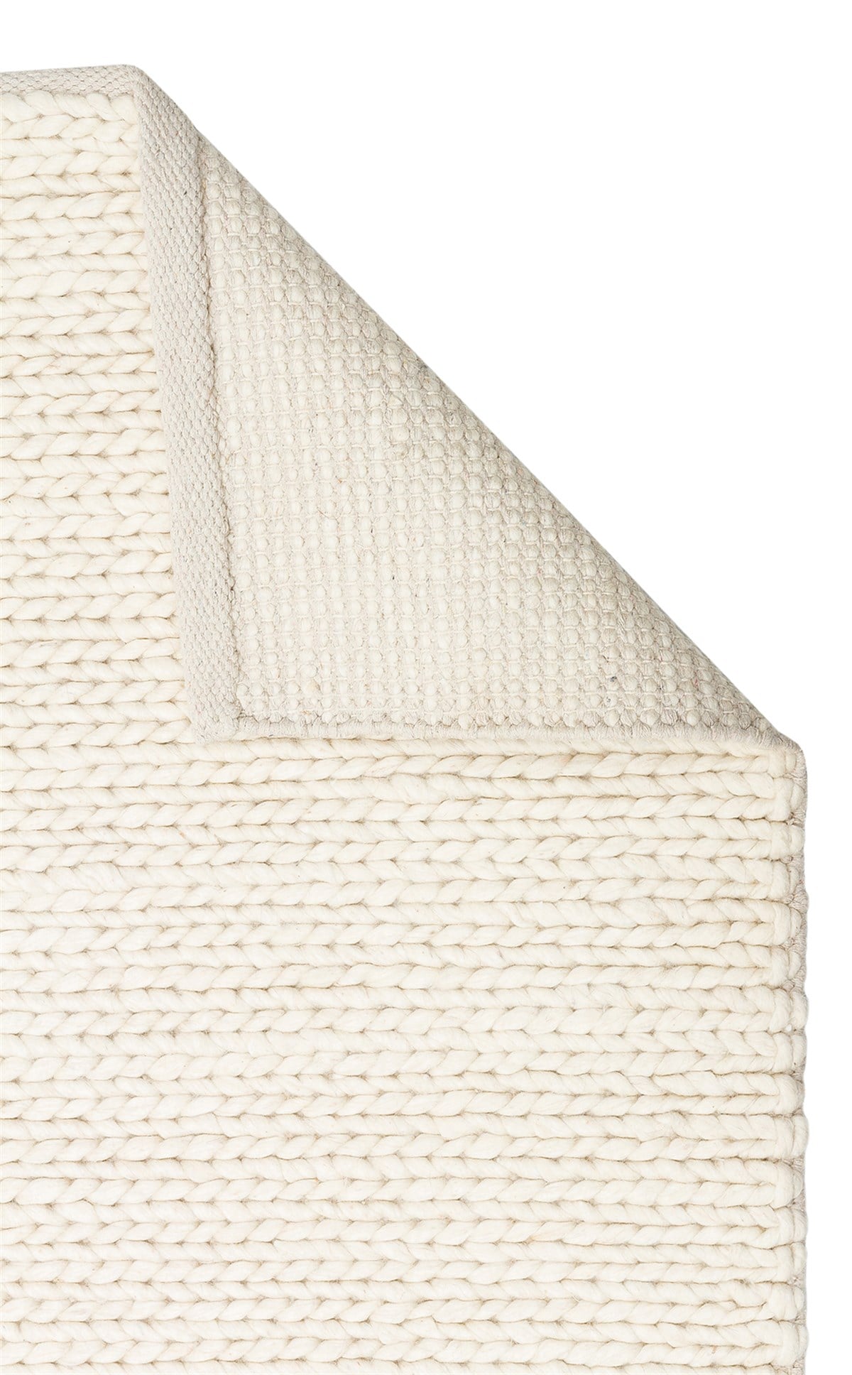 JADE BASKETWEAVE CREAM Naturel Kazak Örgü Desenli El Dokuma Örgü Halı