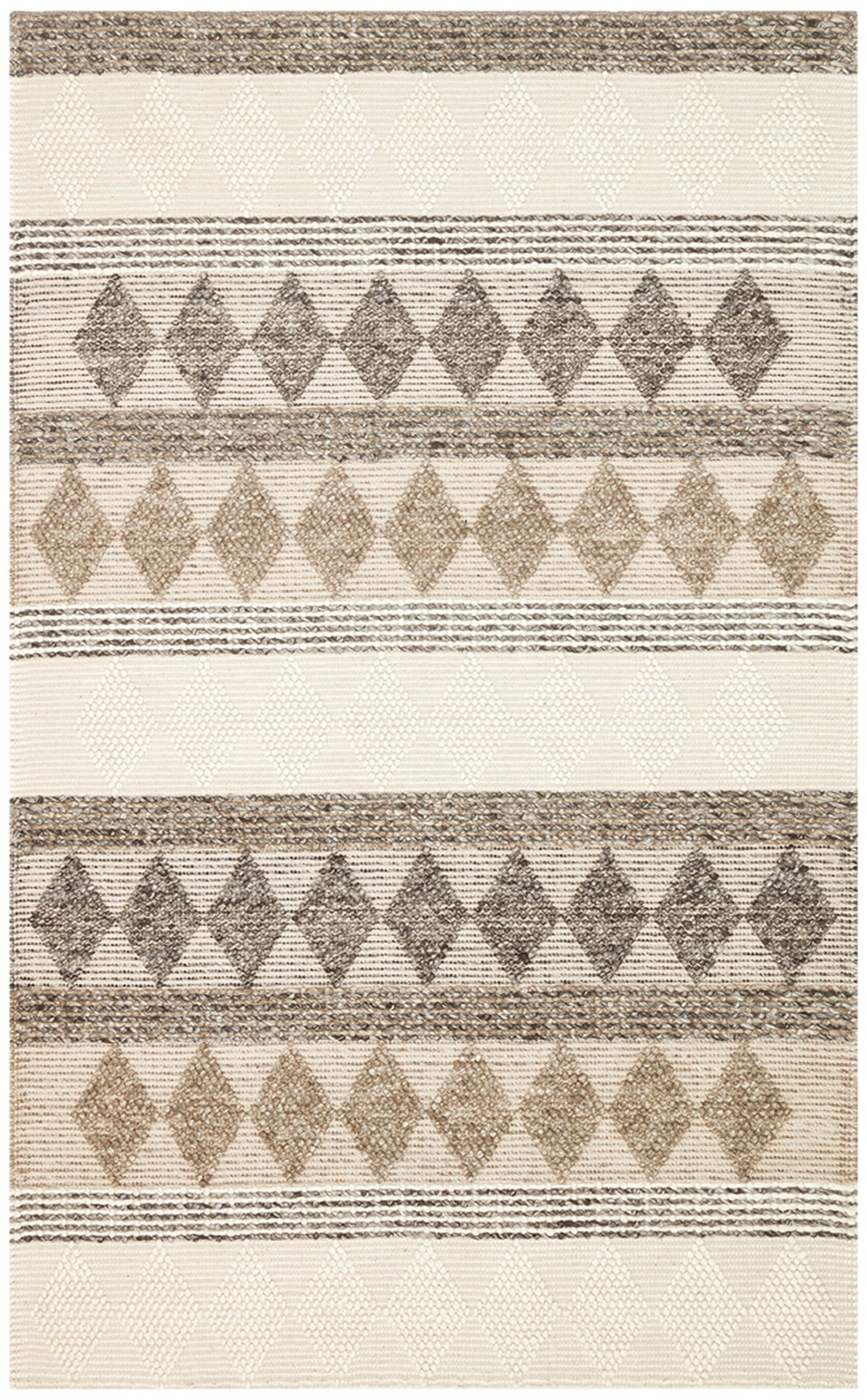 JADE JD 01 GREY Naturel Kazak Örgü Desenli El Dokuma Örgü Halı