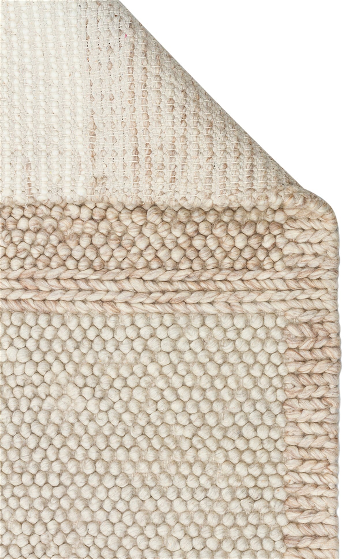JADE MARJORY NATURAL Naturel Kazak Örgü Desenli El Dokuma Örgü Halı