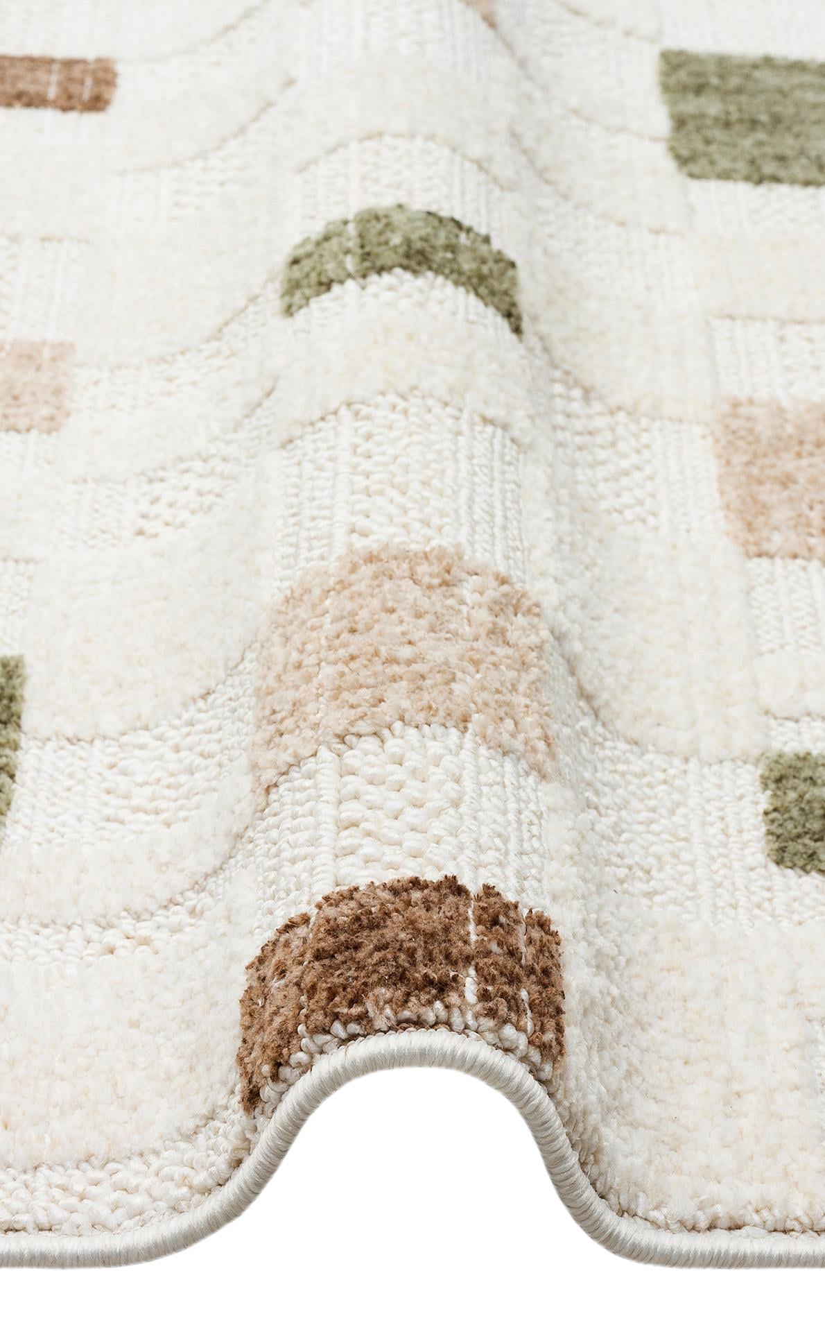 JOY JOY 02 GREEN BEIGE Hav Toz Vermeyen Yumuşak dokulu Modern Makine Halısı