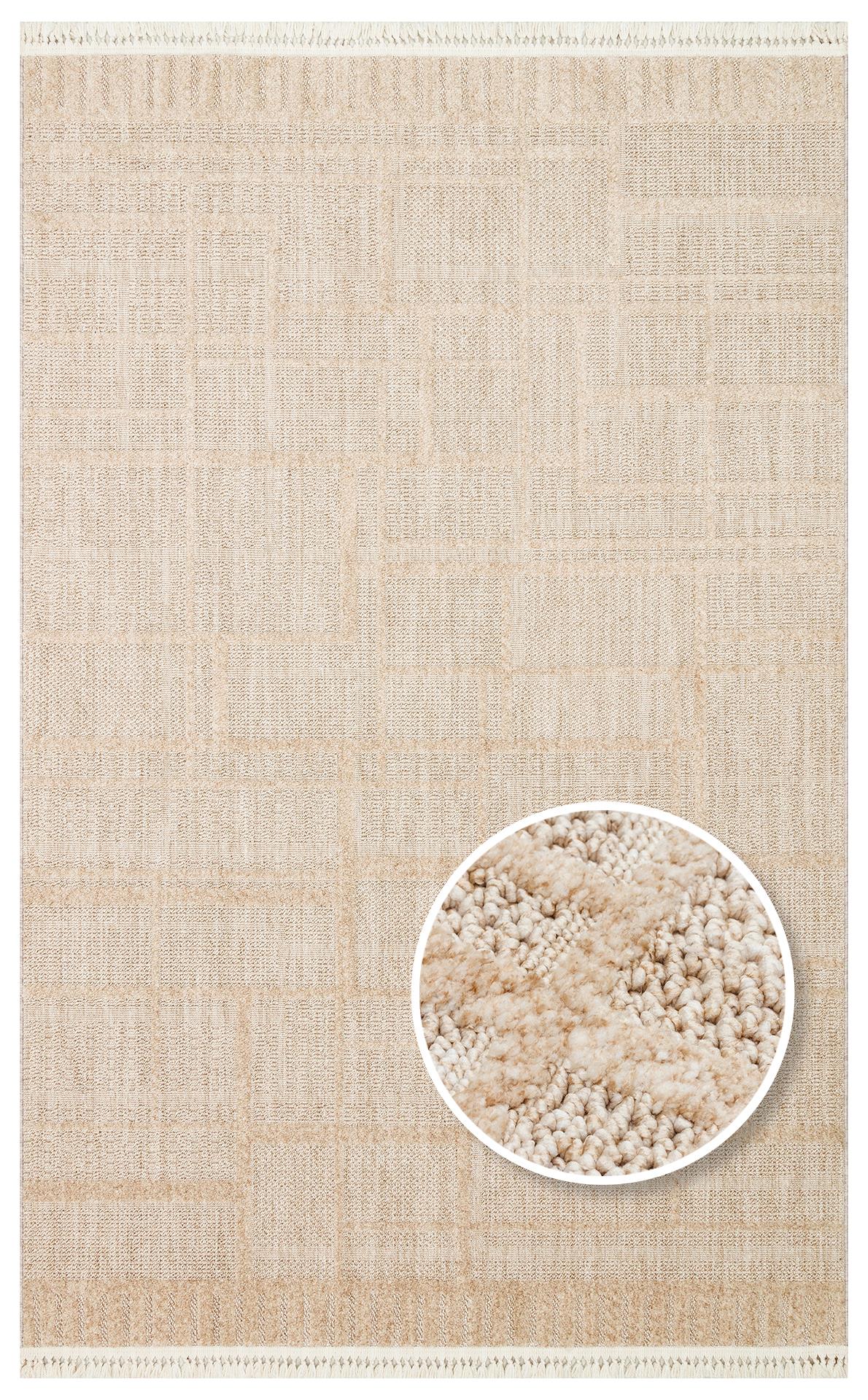 JOY JOY 03 BEIGE Hav Toz Vermeyen Yumuşak dokulu Modern Makine Halısı