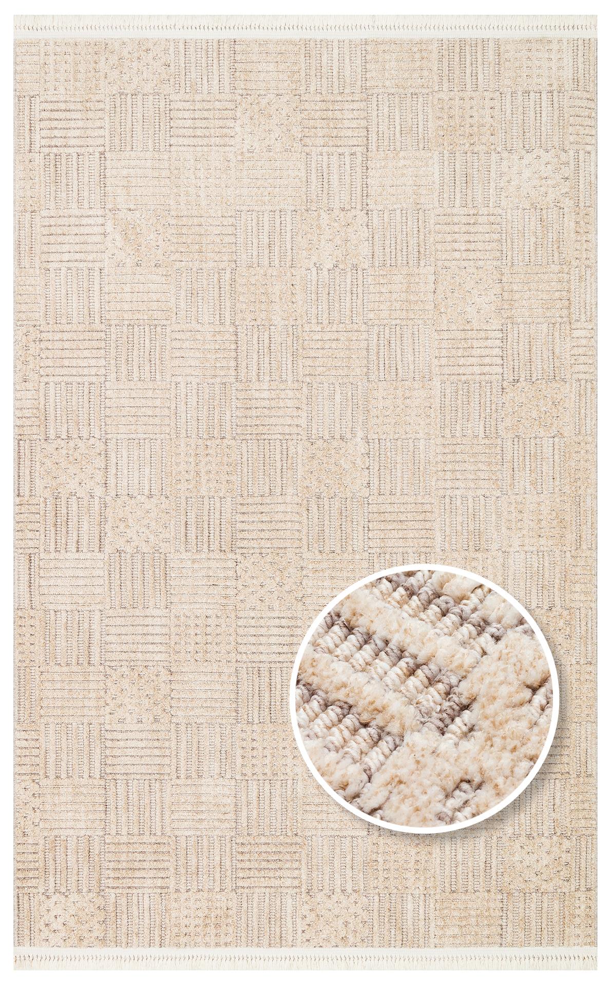 JOY JOY 05 BEIGE GOLD Hav Toz Vermeyen Yumuşak dokulu Modern Makine Halısı