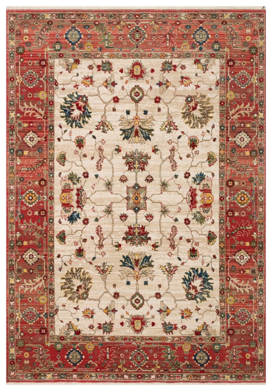 KYBELE KYB 04 CREAM RED XW Sıcak Renk Tonlu Otantik Makine Halısı