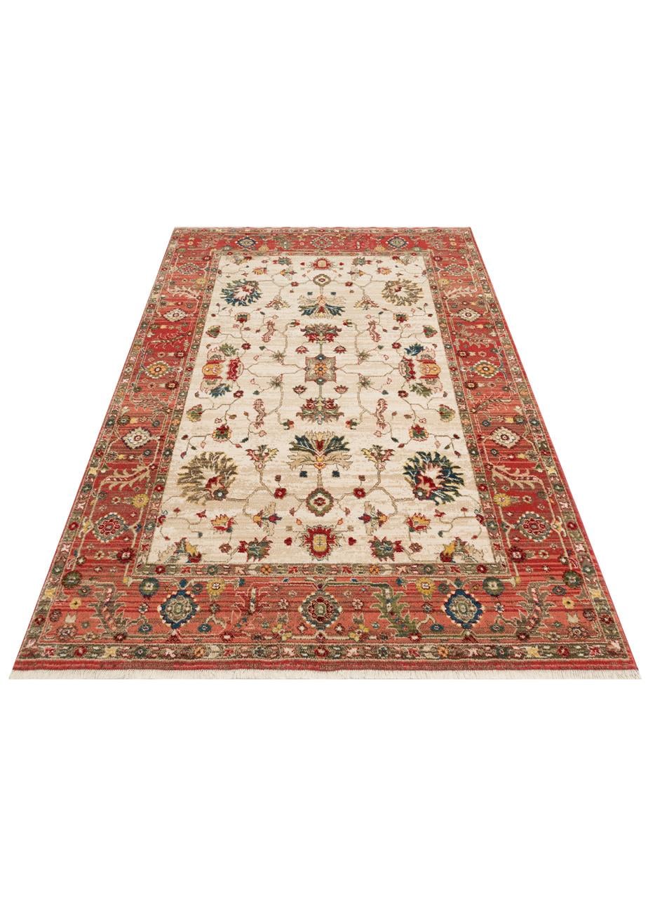 KYBELE KYB 04 CREAM RED XW Sıcak Renk Tonlu Otantik Makine Halısı