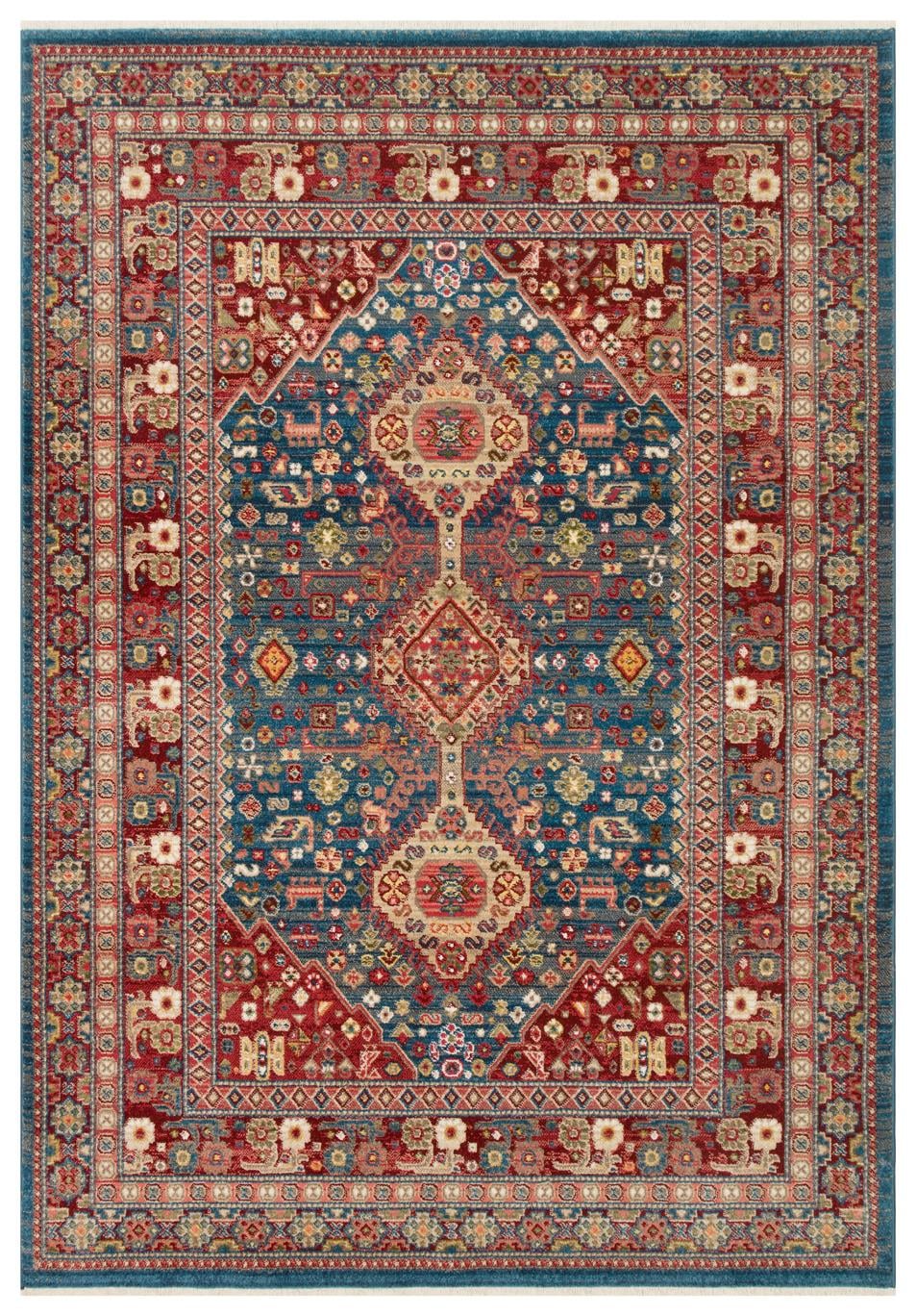 KYBELE KYB 05 NAVY RED XW Sıcak Renk Tonlu Otantik Makine Halısı