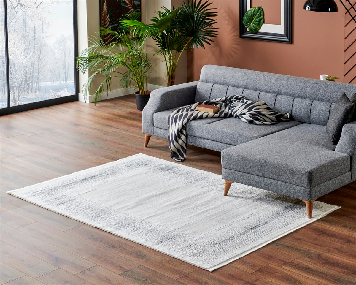 LAGOS XW LGS 08 CREAM SILVER XW Hav Toz Vermez Eskitme Desenli Modern Makine Halısı