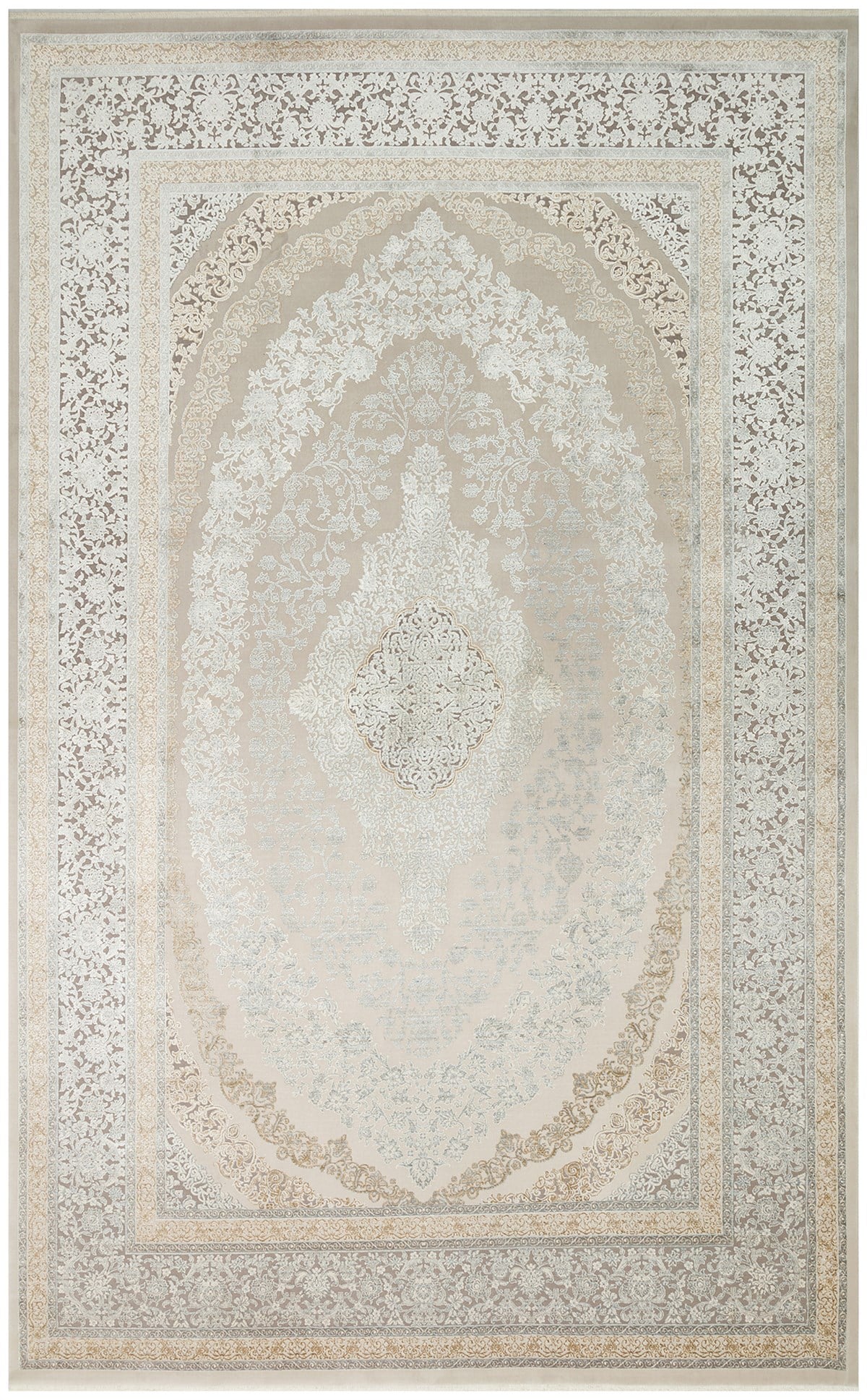 MAHAL MHL 08 CREAM GREY Klasik Desenli Yüksek Kalite Sık Dokuma Salon Halısı