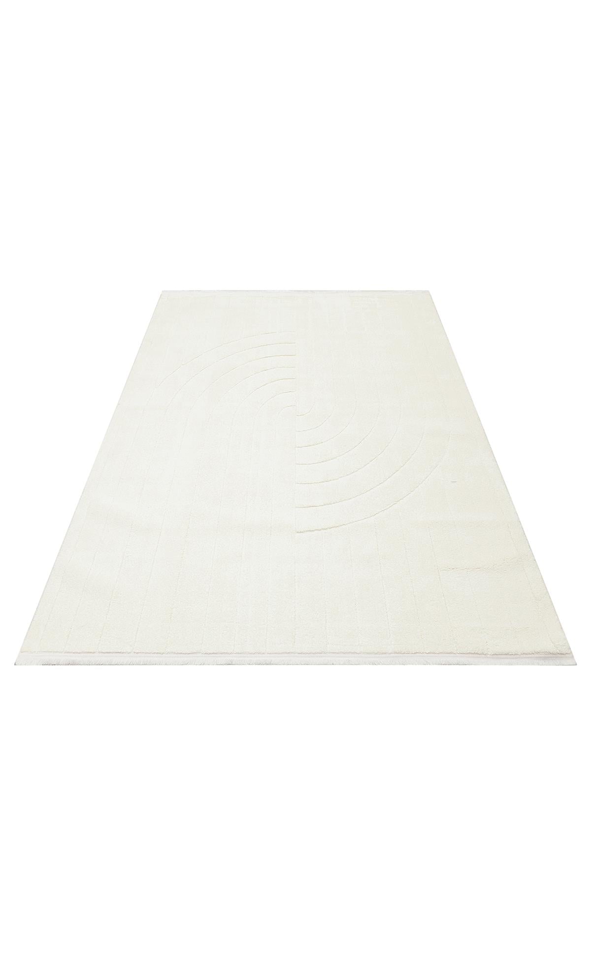 MISSORI MSR 01 WHITE Hav Toz Vermez Sade Desenli Yumuşak Dokulu Modern Makine Halısı