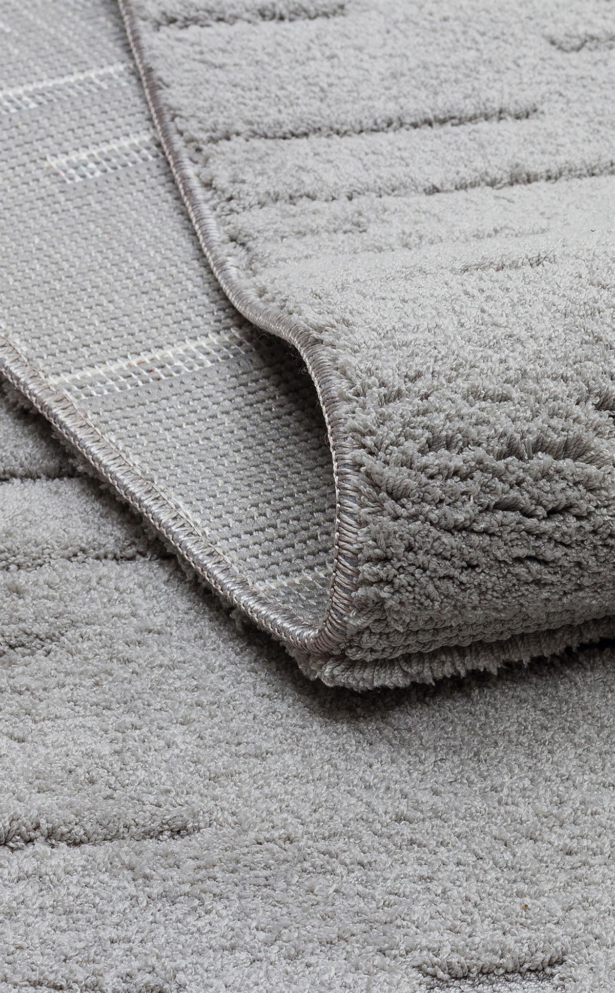 MISSORI MSR 05 GREY Hav Toz Vermez Sade Desenli Yumuşak Dokulu Modern Makine Halısı