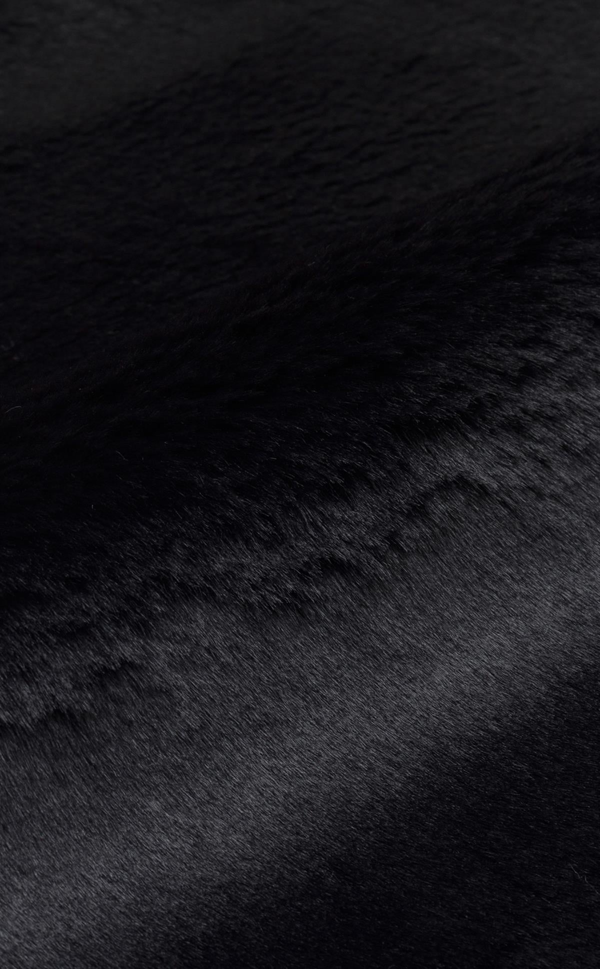 MOLLIS THROW MLS THROW BLACK Yumuşak Dokulu Uzun Tüylü Yıkanabilir Tavşan Postu