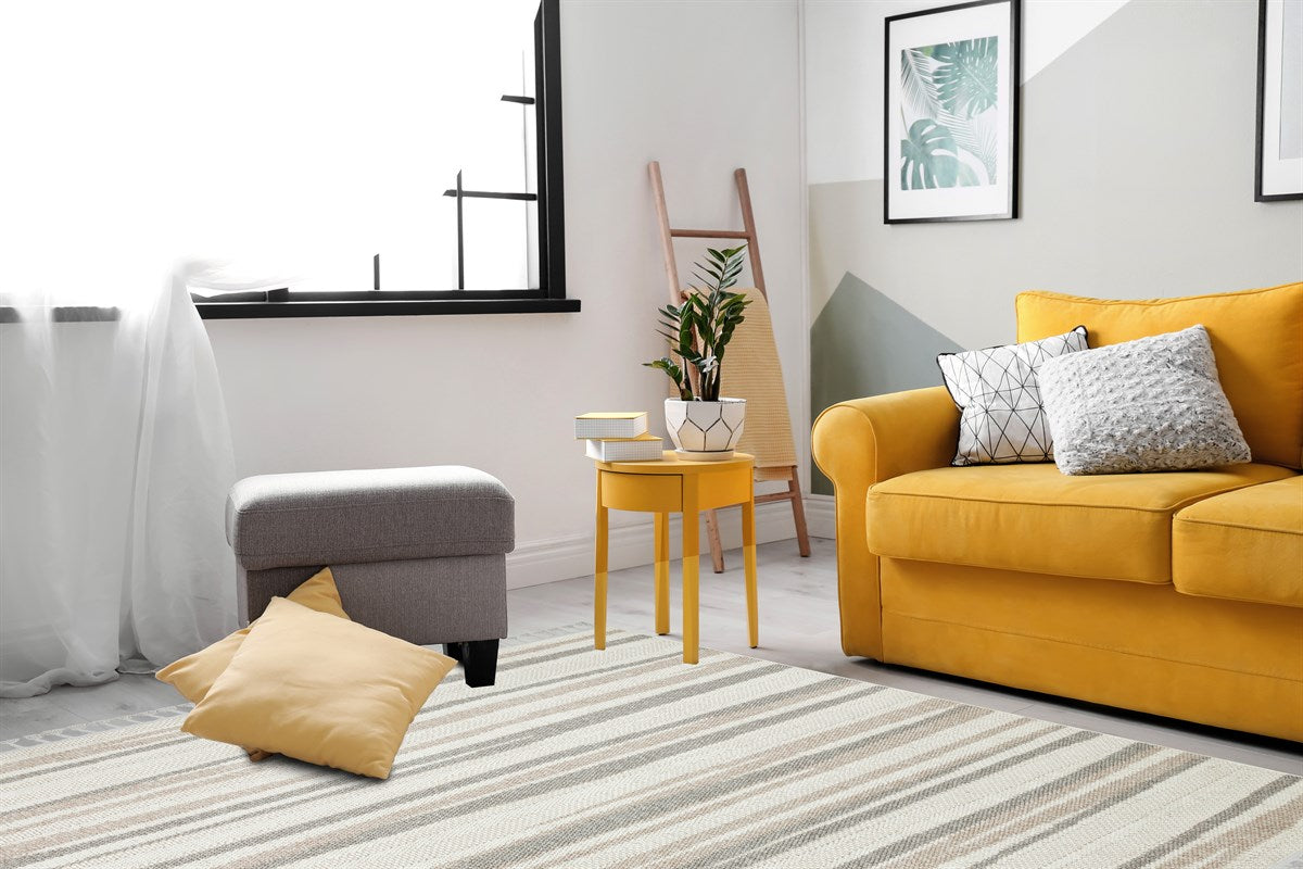 MOTTO MOT 02 WHITE BEIGE Yumuşak Tuşeli Örgü Dokuma Modern Makine Halısı