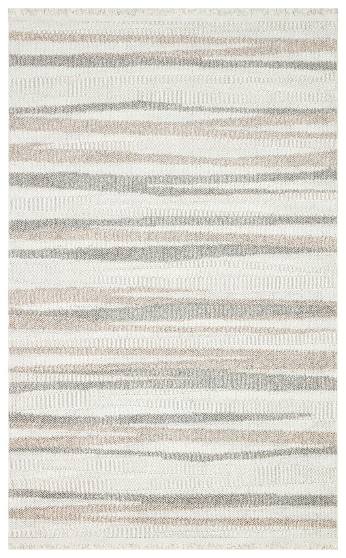 MOTTO MOT 02 WHITE BEIGE Yumuşak Tuşeli Örgü Dokuma Modern Makine Halısı