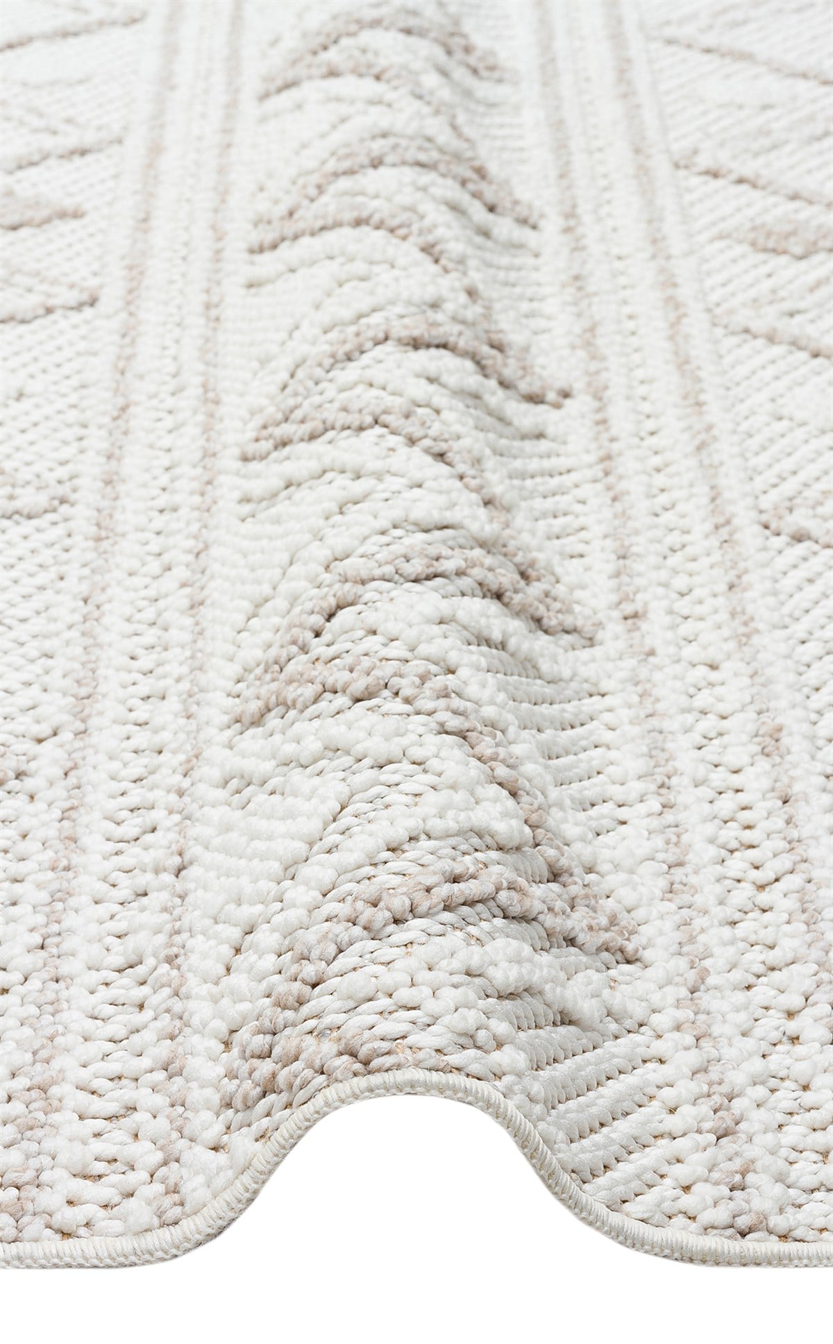 MOTTO MOT 03 WHITE BEIGE Yumuşak Tuşeli Örgü Dokuma Modern Makine Halısı