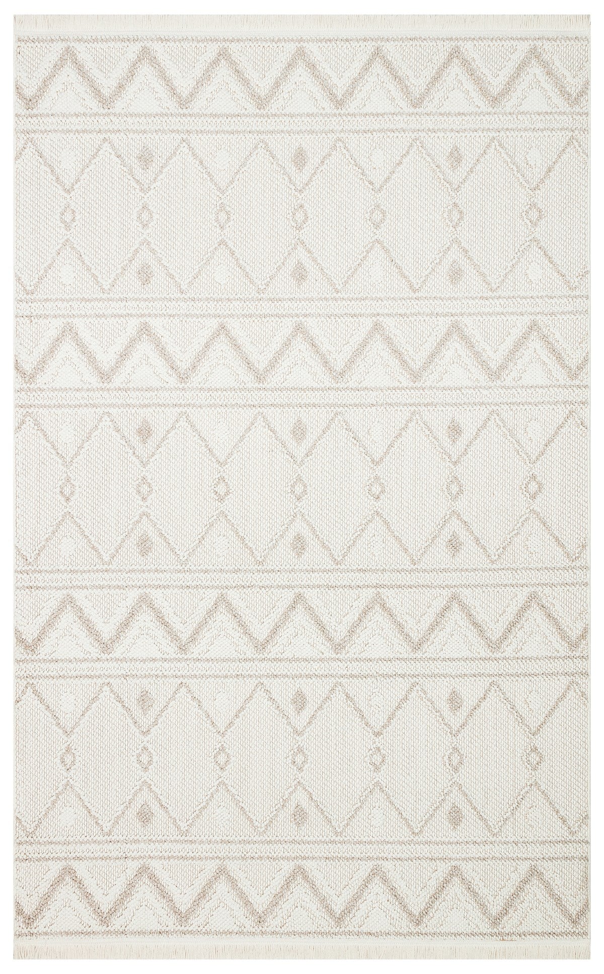 MOTTO MOT 03 WHITE BEIGE Yumuşak Tuşeli Örgü Dokuma Modern Makine Halısı