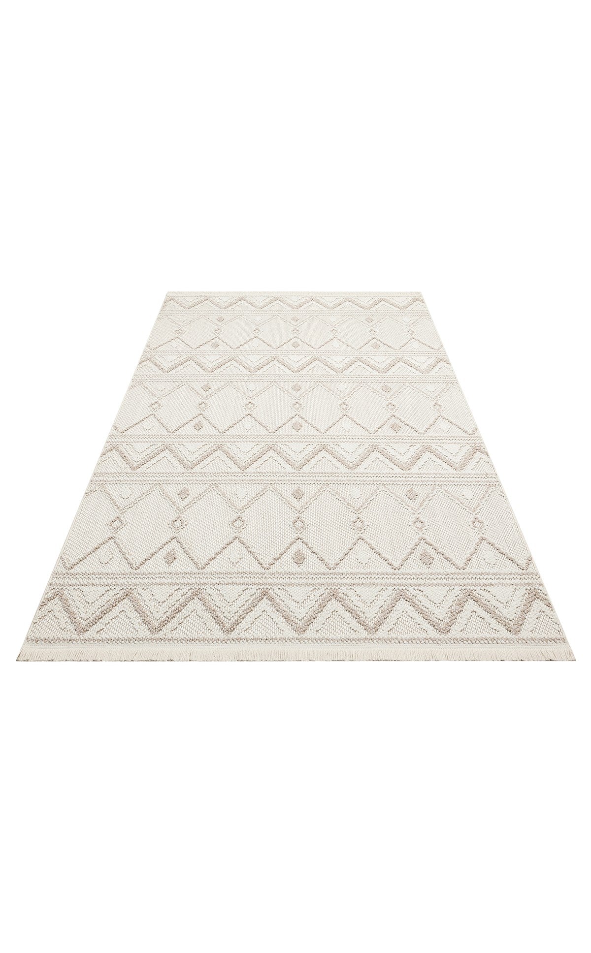 MOTTO MOT 03 WHITE BEIGE Yumuşak Tuşeli Örgü Dokuma Modern Makine Halısı