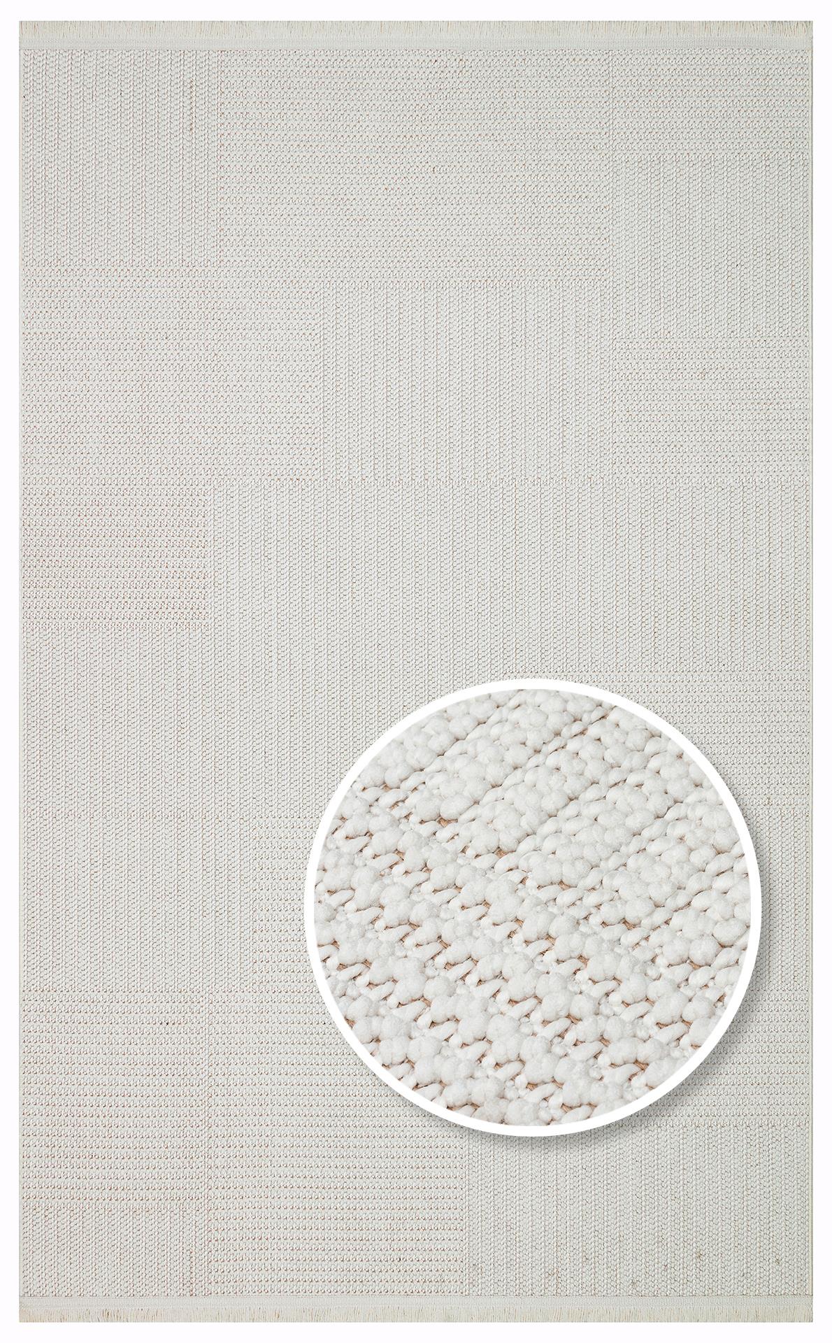 MOTTO MOT 11 WHITE Yumuşak Tuşeli Örgü Dokuma Modern Makine Halısı