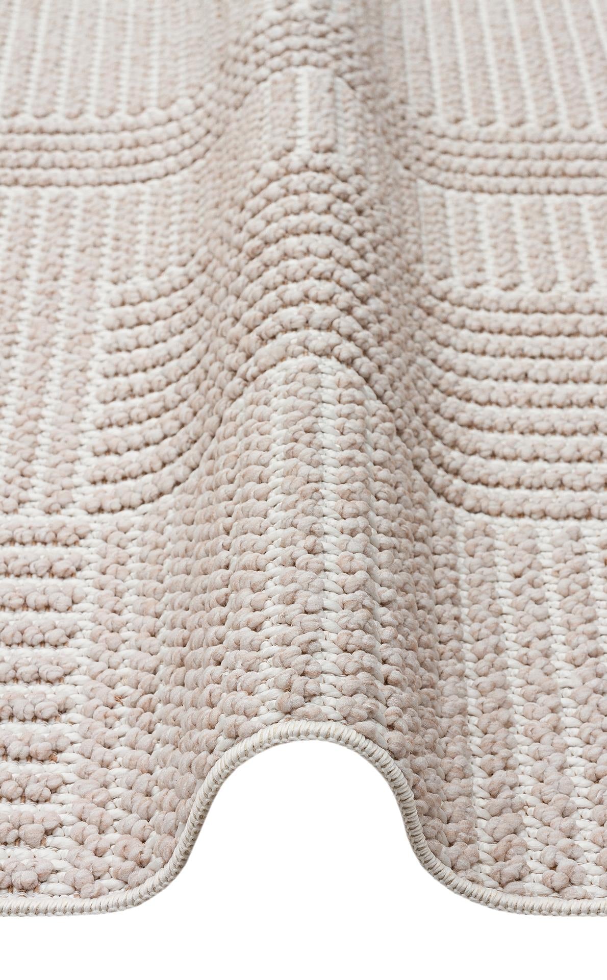 MOTTO MOT 12 BEIGE WHITE Yumuşak Tuşeli Örgü Dokuma Modern Makine Halısı
