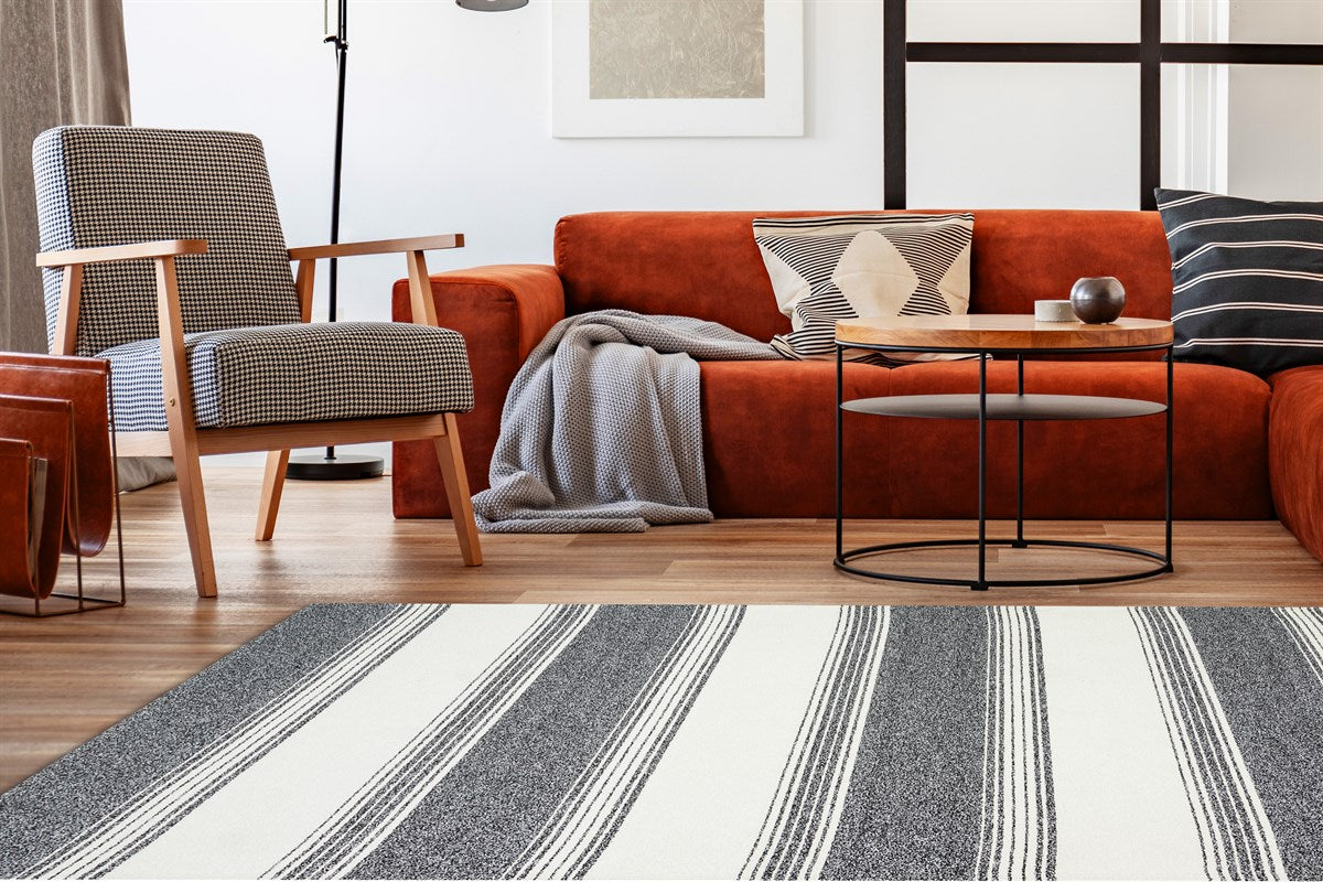 NEVADA NVD 02 WHITE BLACK Özel Moroccon Tuşeli Hav Toz Vermez Kaymaz Tabanlı İnce Dokuma Modern Halı