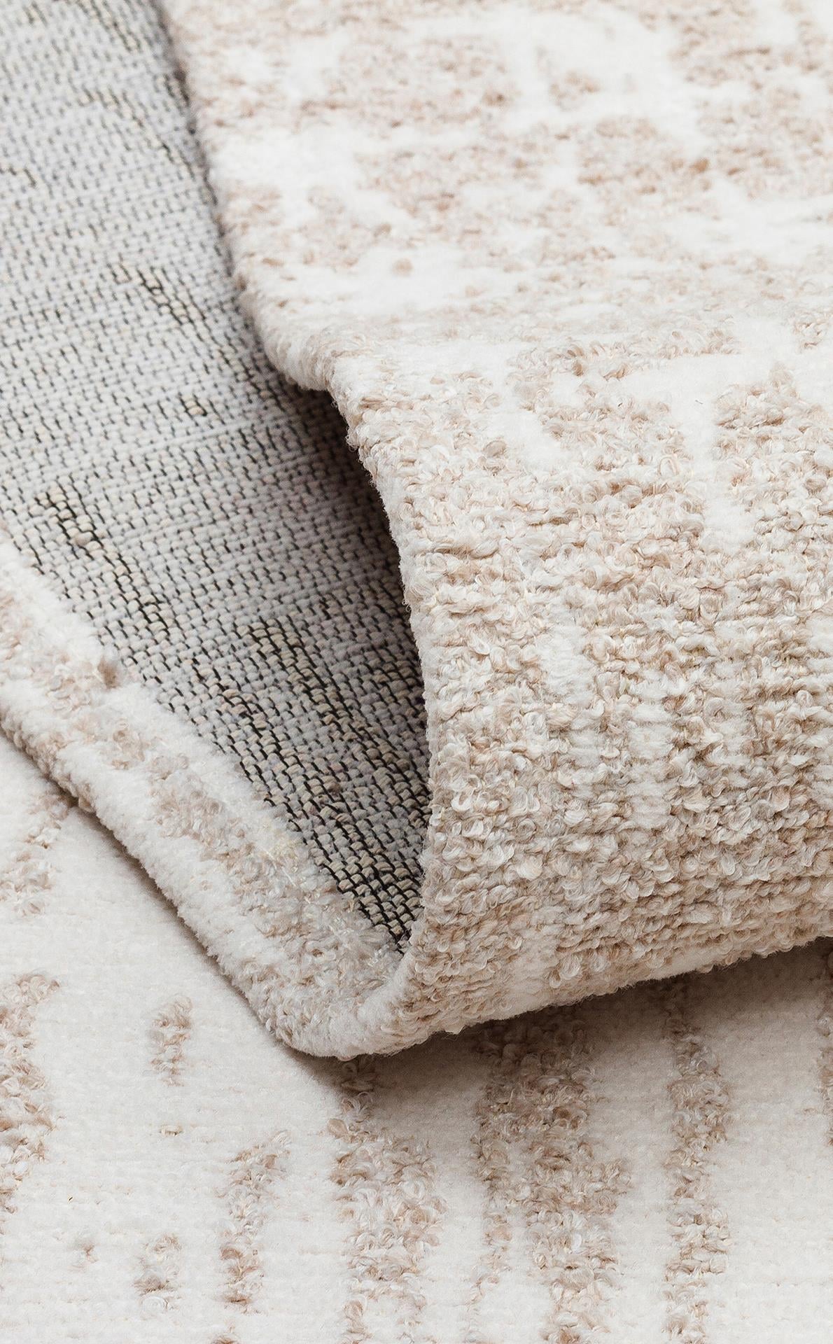 NEVADA NVD 06 IVORY CREAM Özel Moroccon Tuşeli Hav Toz Vermez Kaymaz Tabanlı İnce Dokuma Modern Halı