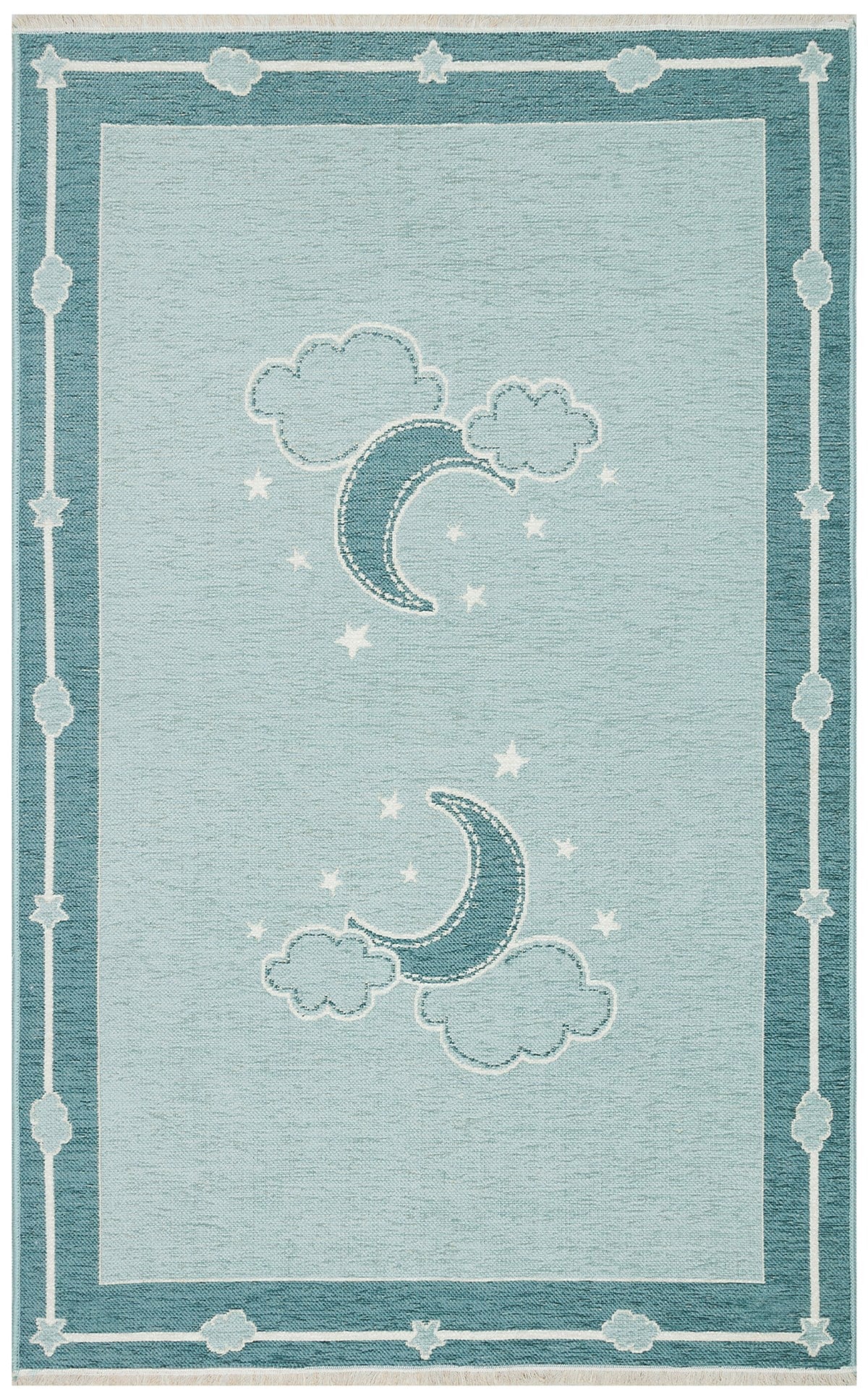 NOA BABY NB 01 BLUE Yıkanabilir Çift Taraflı Yumuşak Dokulu İnce Çocuk-Bebek Odası Halısı